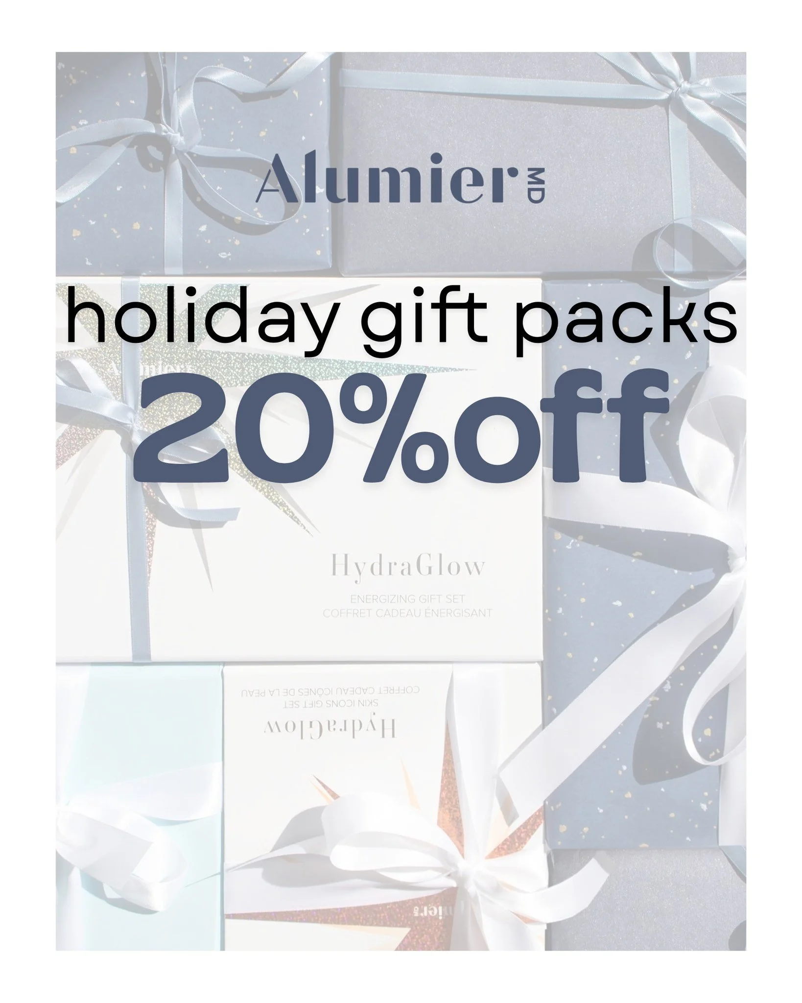 This Friday &amp; Saturday only:
Enjoy 20% off Alumier Holiday Gift Packs.
Limited quantities. Limited time. Unlimited glow. ✨

#Alumier #HolidayGlow #SkincareSale #GiftSet #HolidayGifting #CleanBeauty #SkincareLovers #SpaSpecial #GlowSeason #Limited