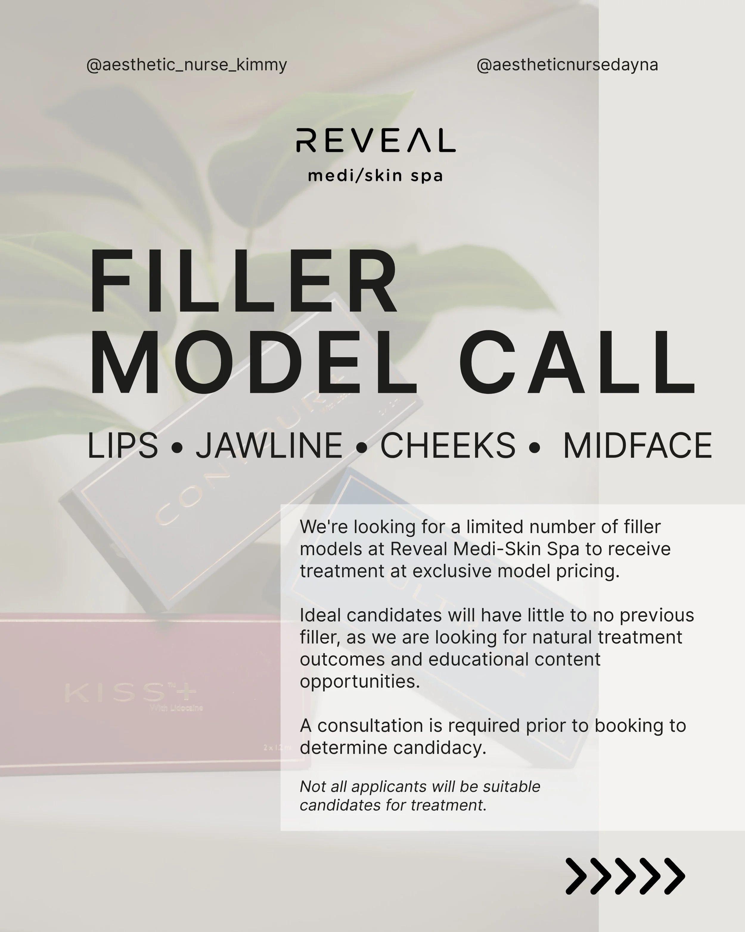 ✨ MODEL CALL &ndash; LIMITED SPOTS AVAILABLE ✨

Have you been thinking about enhancing your features with dermal filler? We&rsquo;re looking for a limited number of model candidates at Reveal Medi-Skin Spa.

💋 Lip Filler Models with Kimmy
Perfect fo
