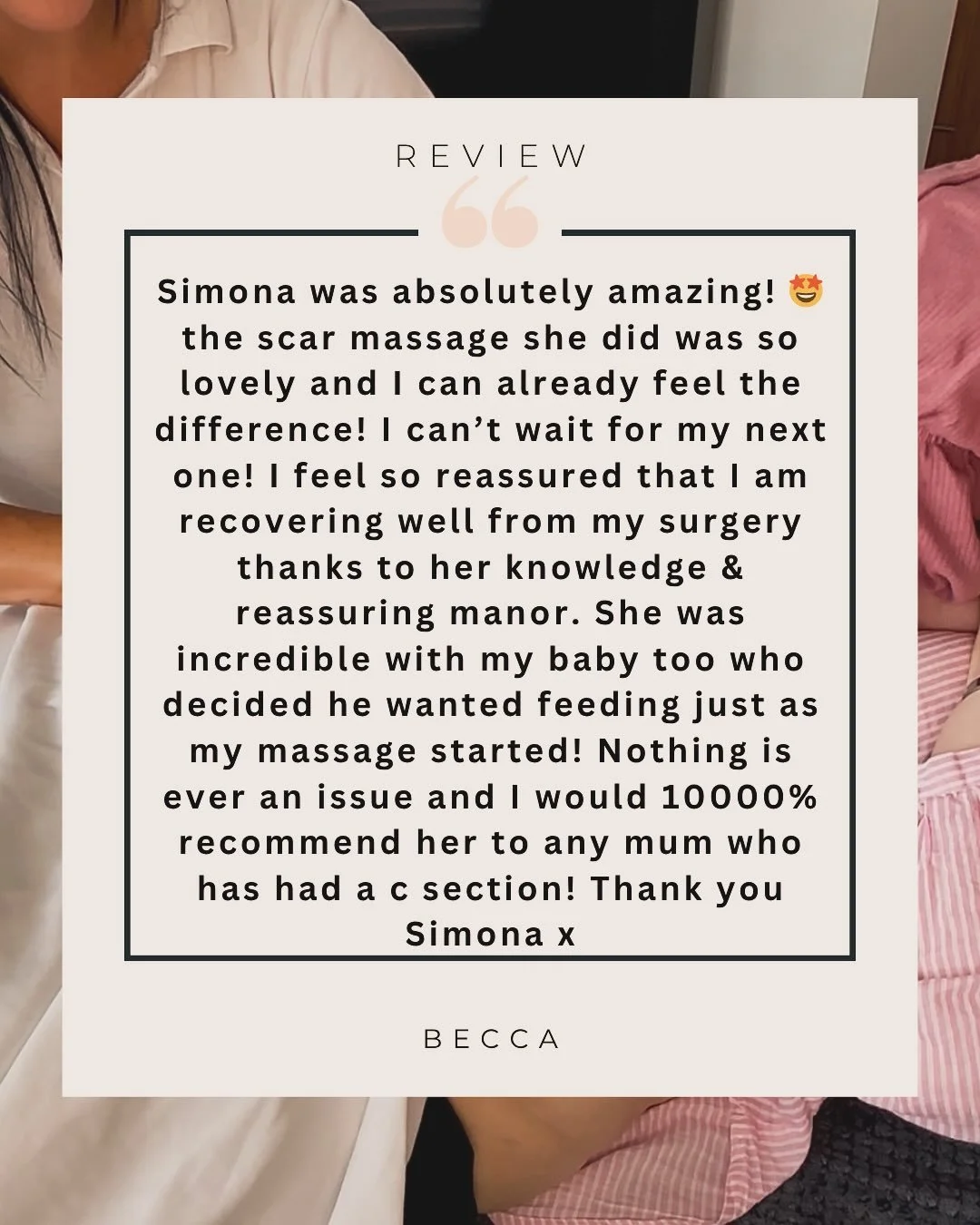 TESTIMONIALS TIME! ❤️
✨ I absolutely love working with my C-section mums &mdash; I&rsquo;m always so grateful to play even a small part in their recovery journey!

Helping you understand your scar, showing you how it&rsquo;s healing, and reassuring y