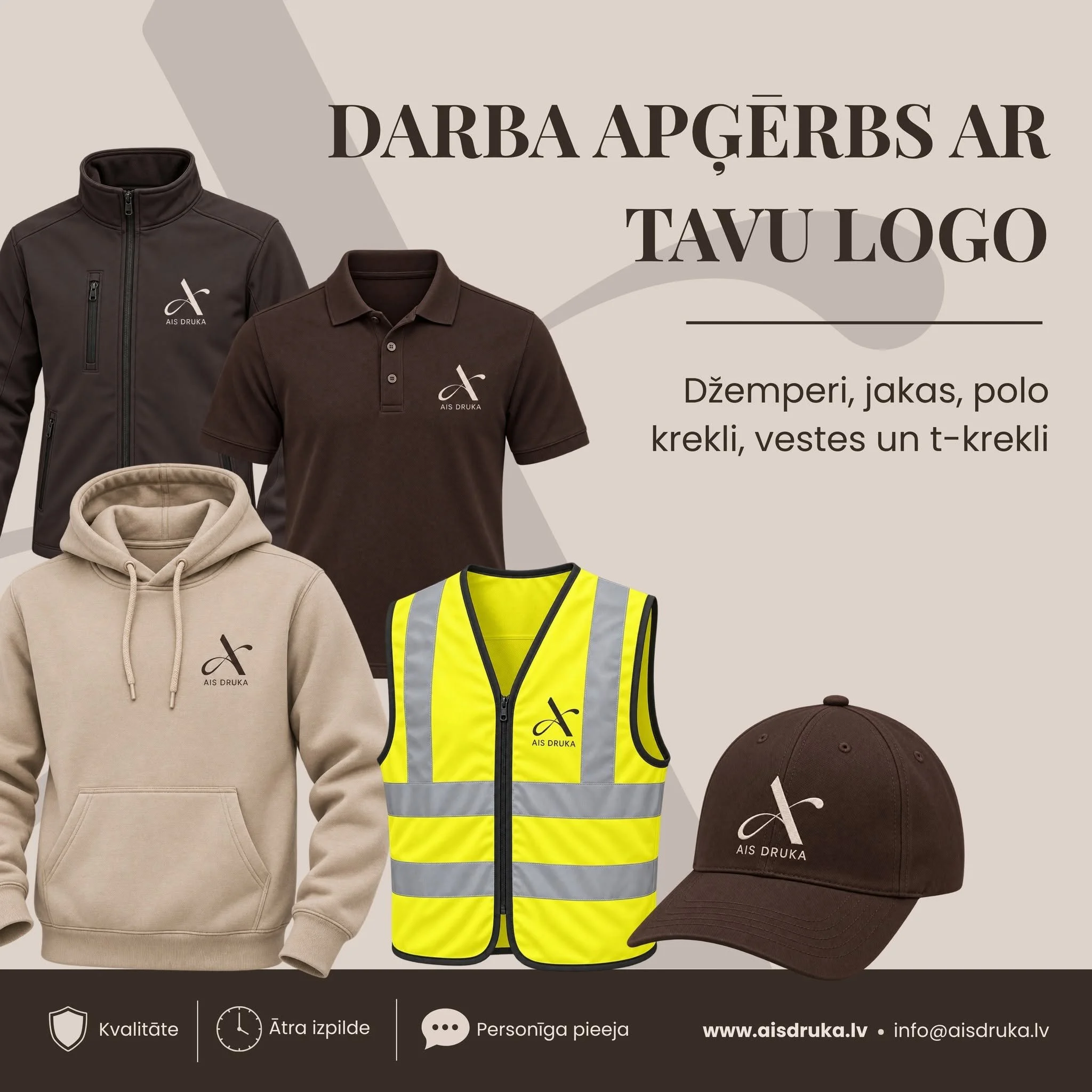 Darba apģērbs ar Tavu logo vienotam un profesionālam komandas tēlam.