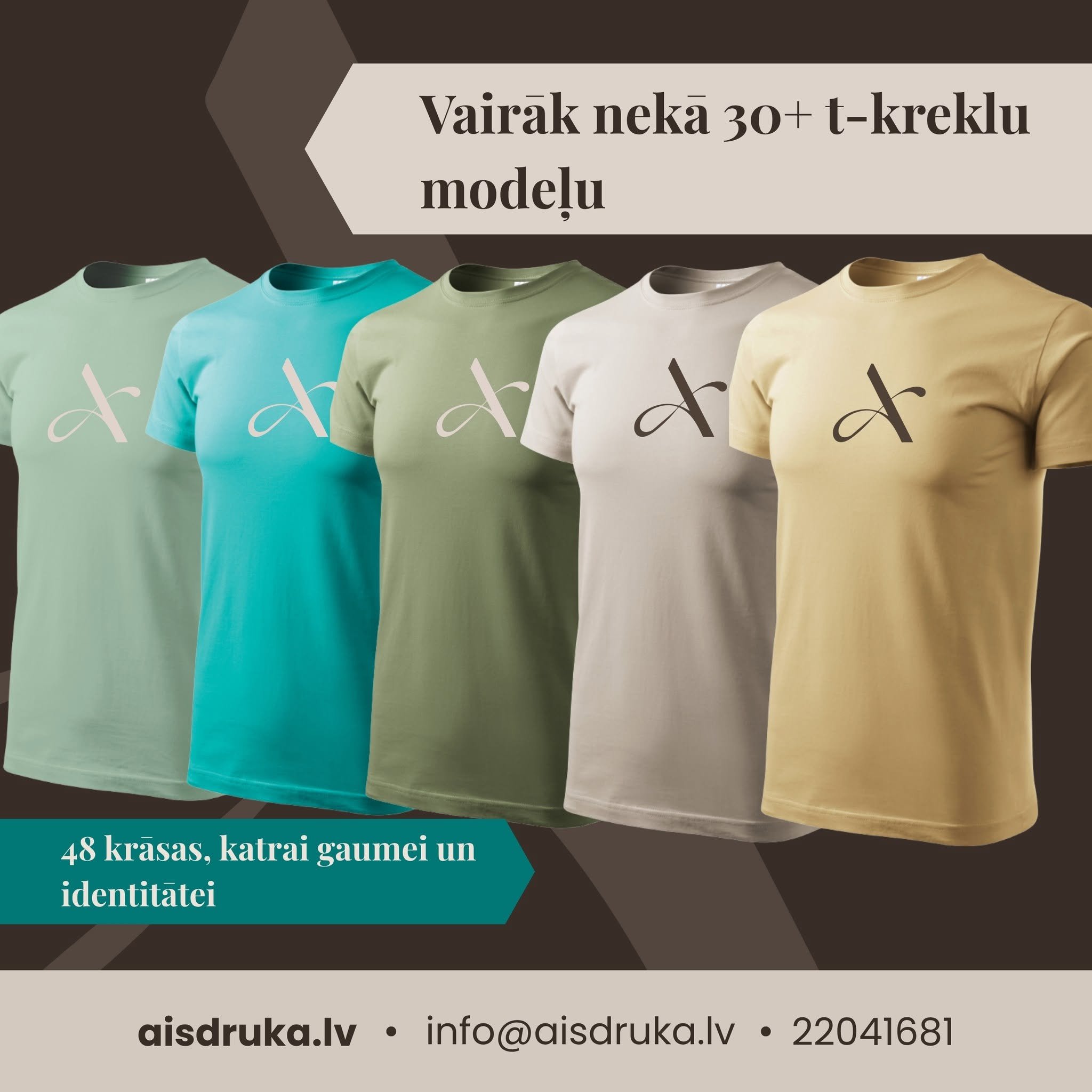 Vairāk nekā 30+ T-kreklu modeļu vienuviet! 