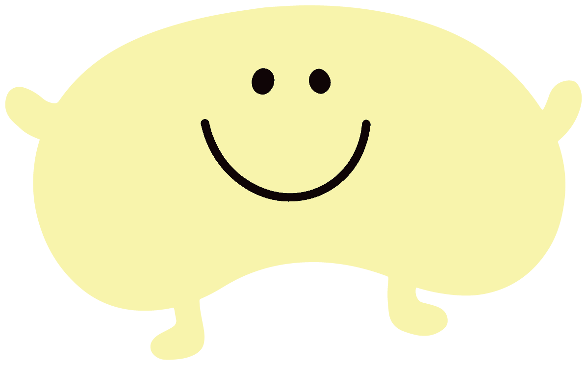 A cartoon illustration of a yellow, rounded creature with a big smile, two small black eyes, short limbs, and a small stubby tail.