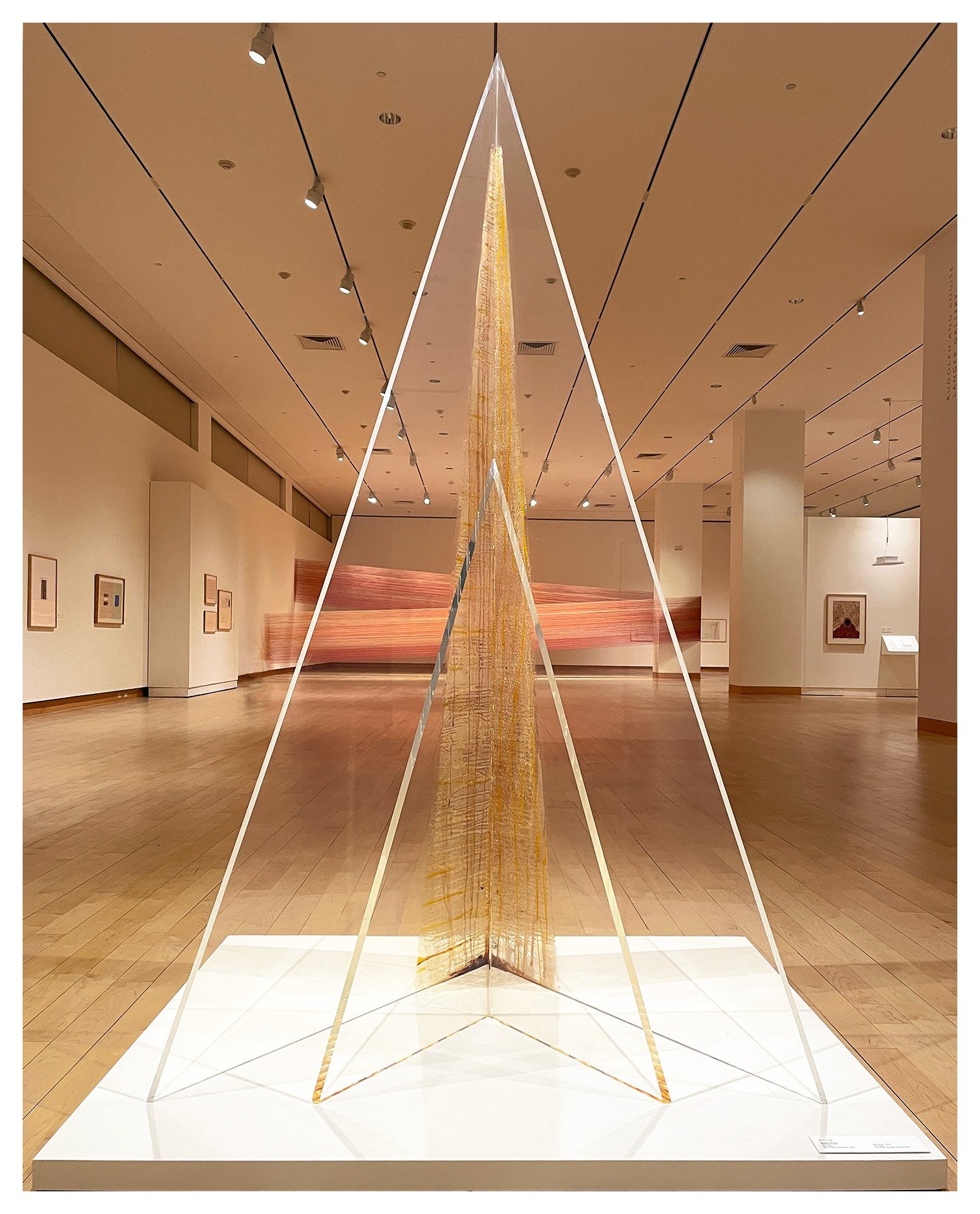 Untitled, 1971. Photo courtesy and © MMoCA, 2024. (text con't) discover which of the paintings on the wall would vanish in the semi-darkness and which would blossom. Clark suddenly turned and pointed at the Krebs. “Look,” he said, “a guardian angel.”