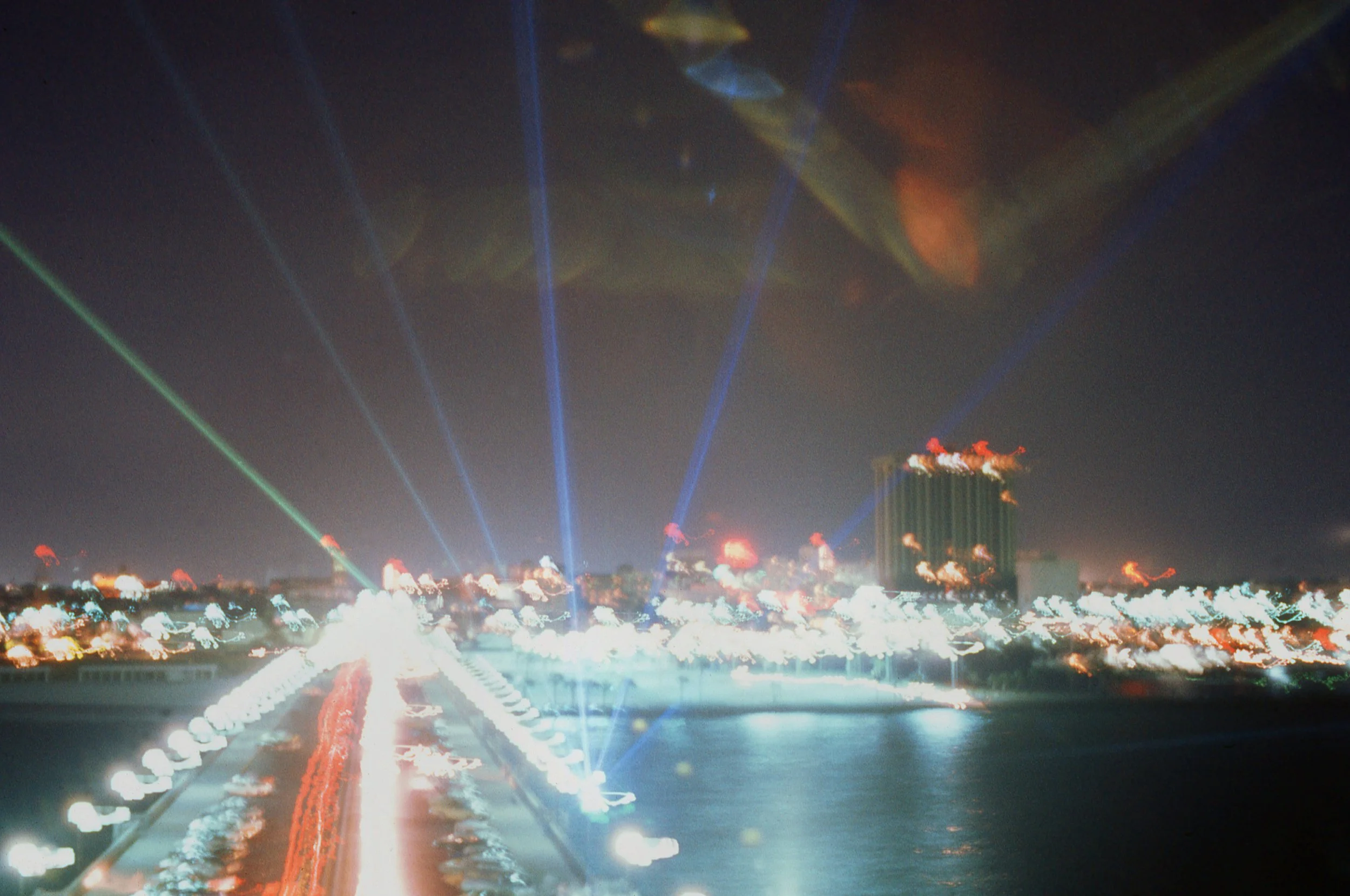"And there were mirrors up there, too. So, the diffraction grating by that time would have broken up that green beam into yellow, purple, and blue, as well as the green, as individual beams move through to yellow, purple and blue." Glenn Anderson, Fe