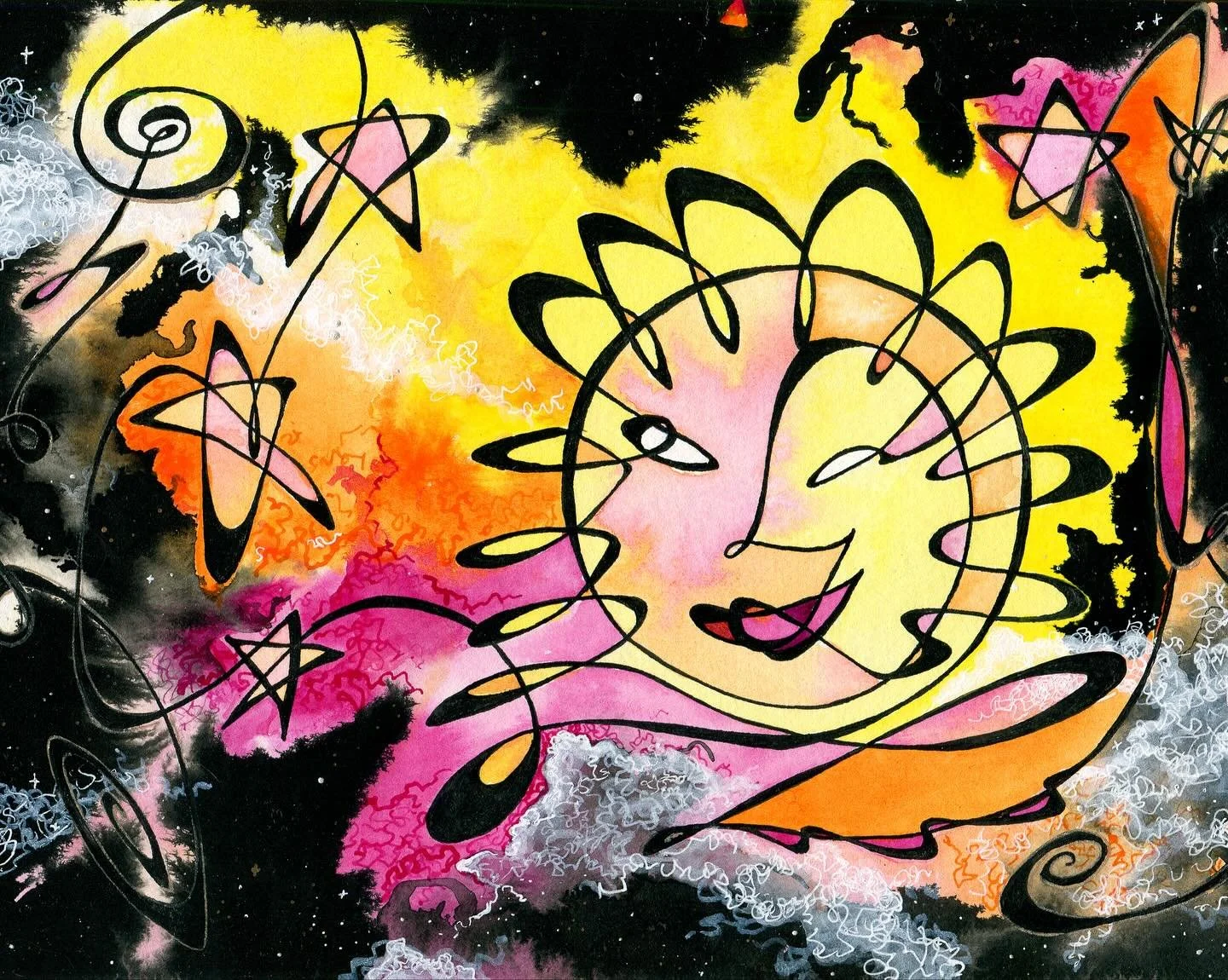 ✨🌞Sun and Stars

This piece was inspired by the thought of expanding my family. Having a child feels kind of cosmic&hellip; unbelievably complicated and also completely natural. 

Entire piece done in India ink, line art drawn using a glass dip pen.