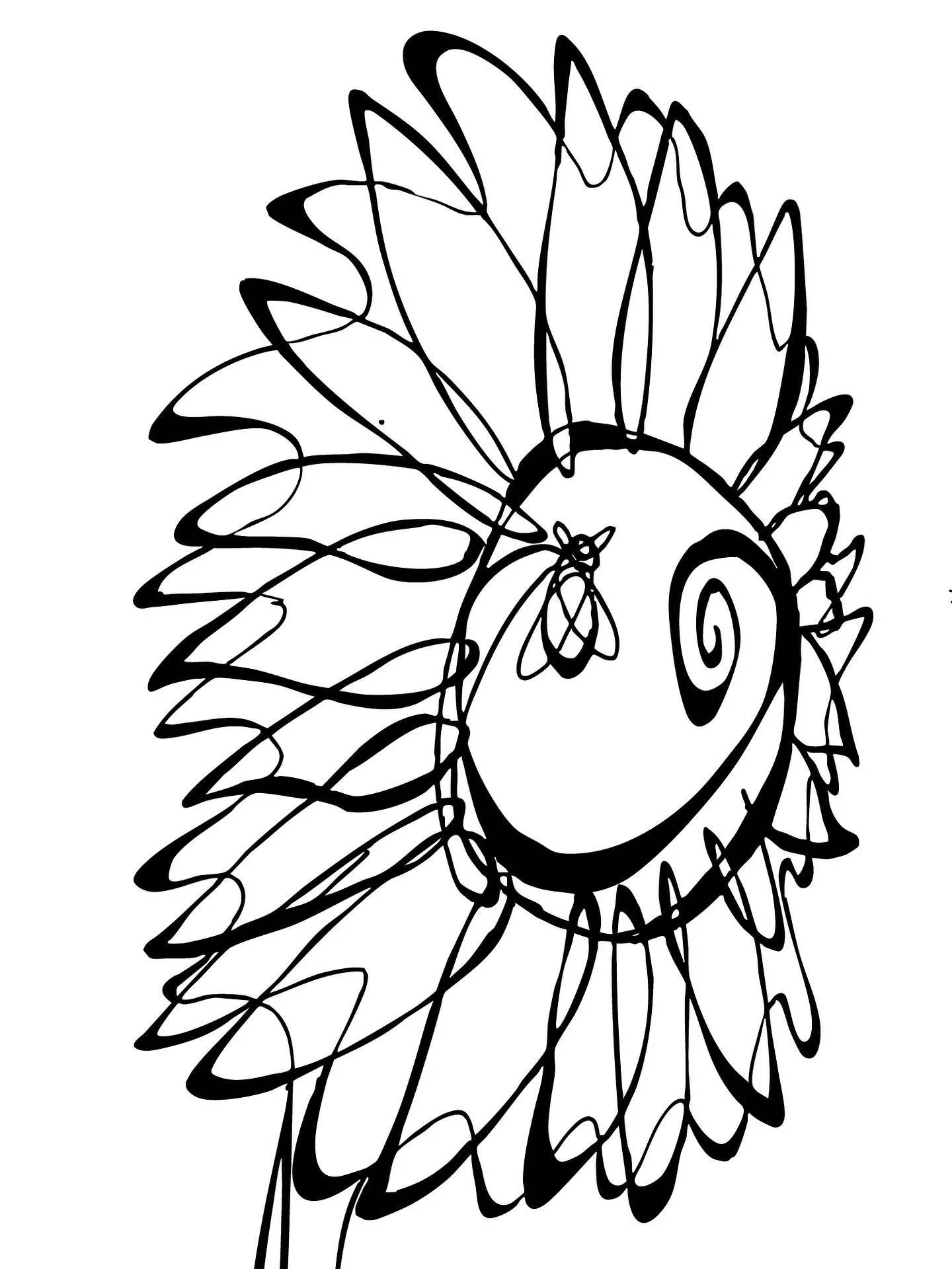 🌻🐝 Sunflower
This was drawn for @thegormanheritagefarm sunflower festival. I really like how the petals came together from the wiggly lines.

Drawn with India ink in the style of line art using a glass dip pen.

#goldbonesart #indiaink #lineart #su