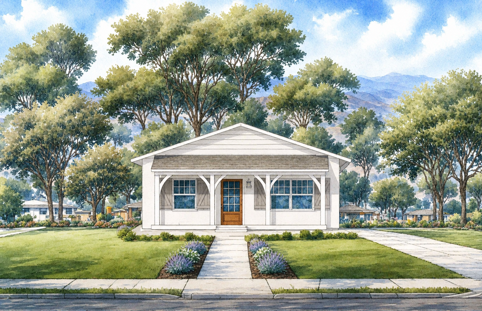 front elevation render of The Montana