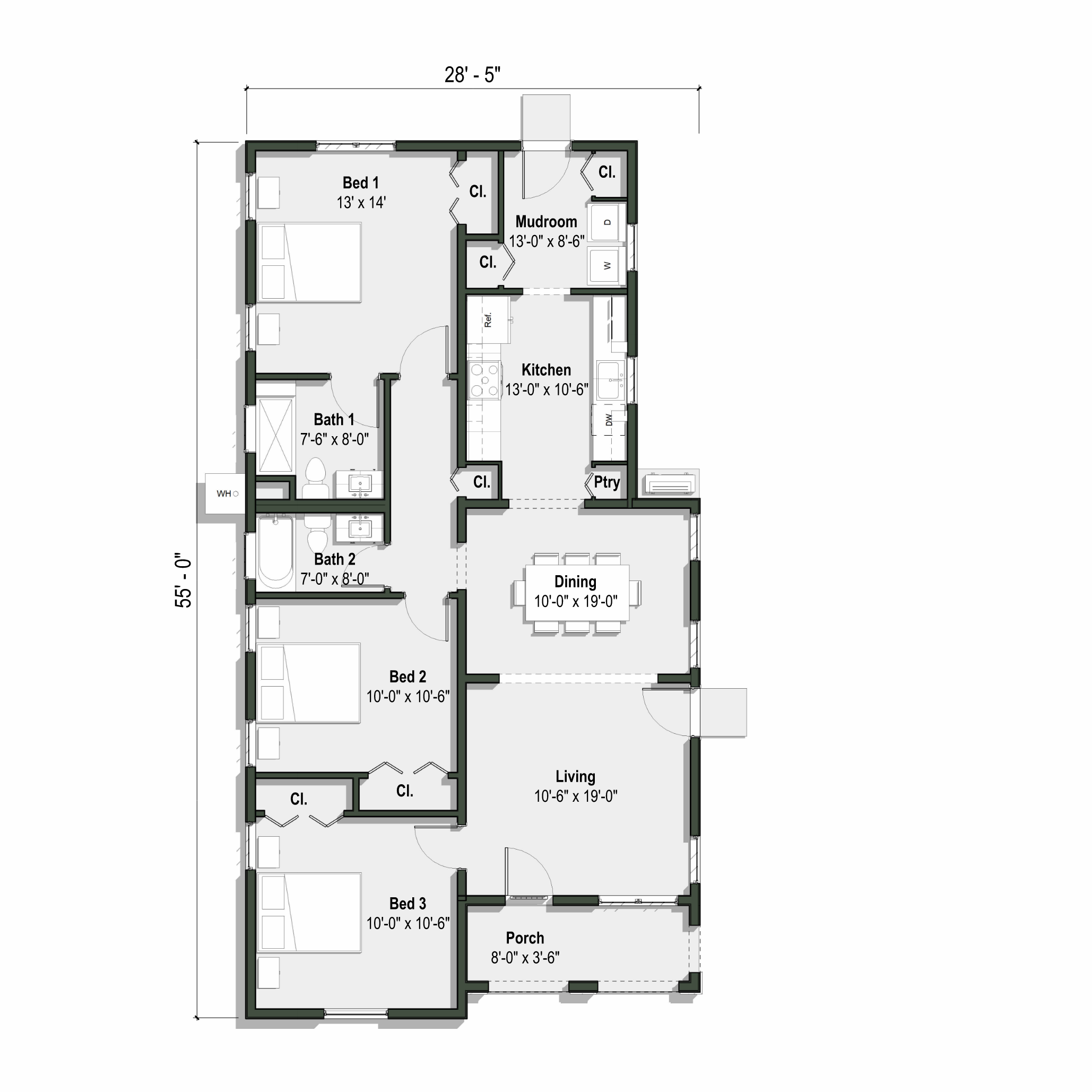 La Maria floor plan has 3 bedrooms and 2 full bathrooms