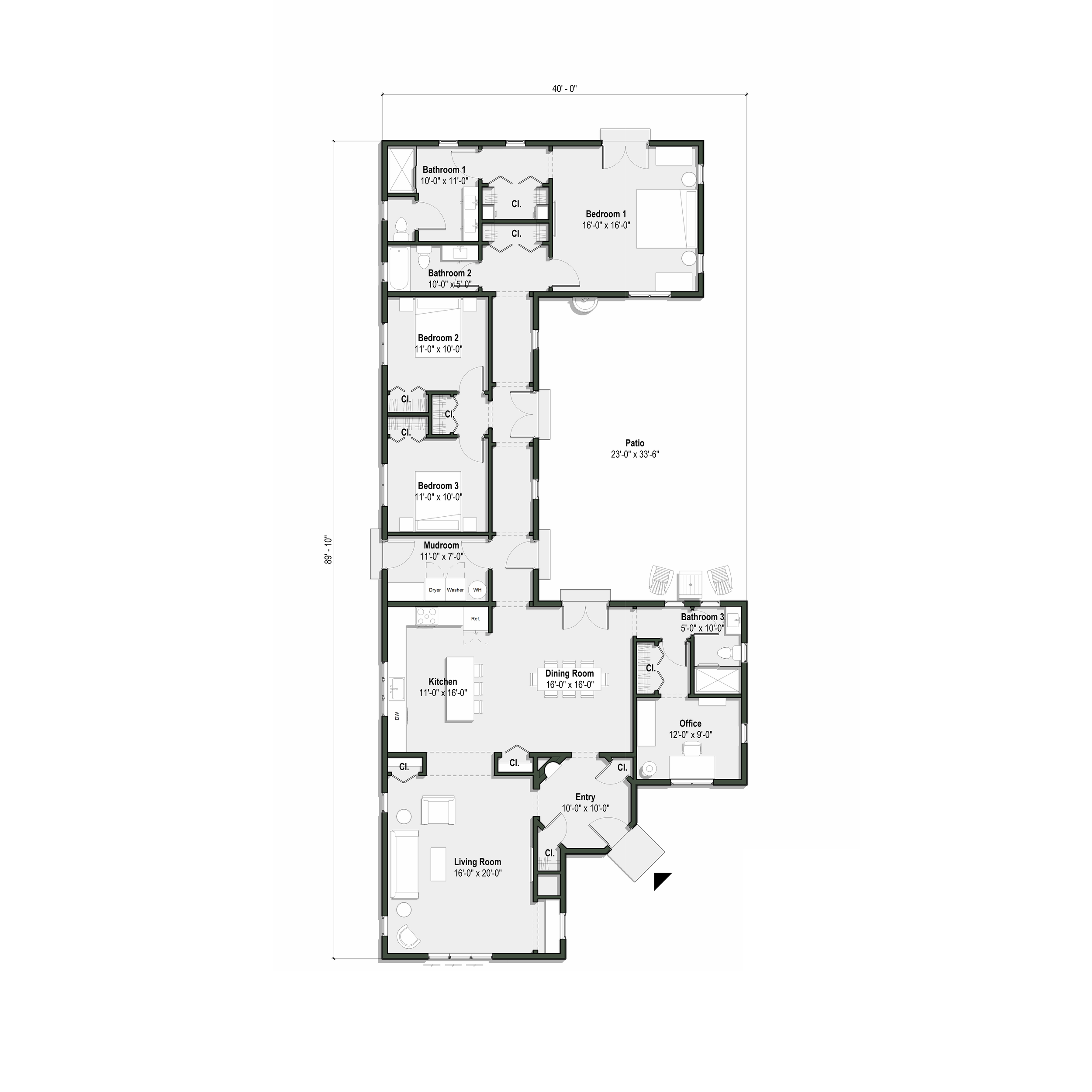 The Cabrillo floor plan has 4 bedrooms and 3 baths
