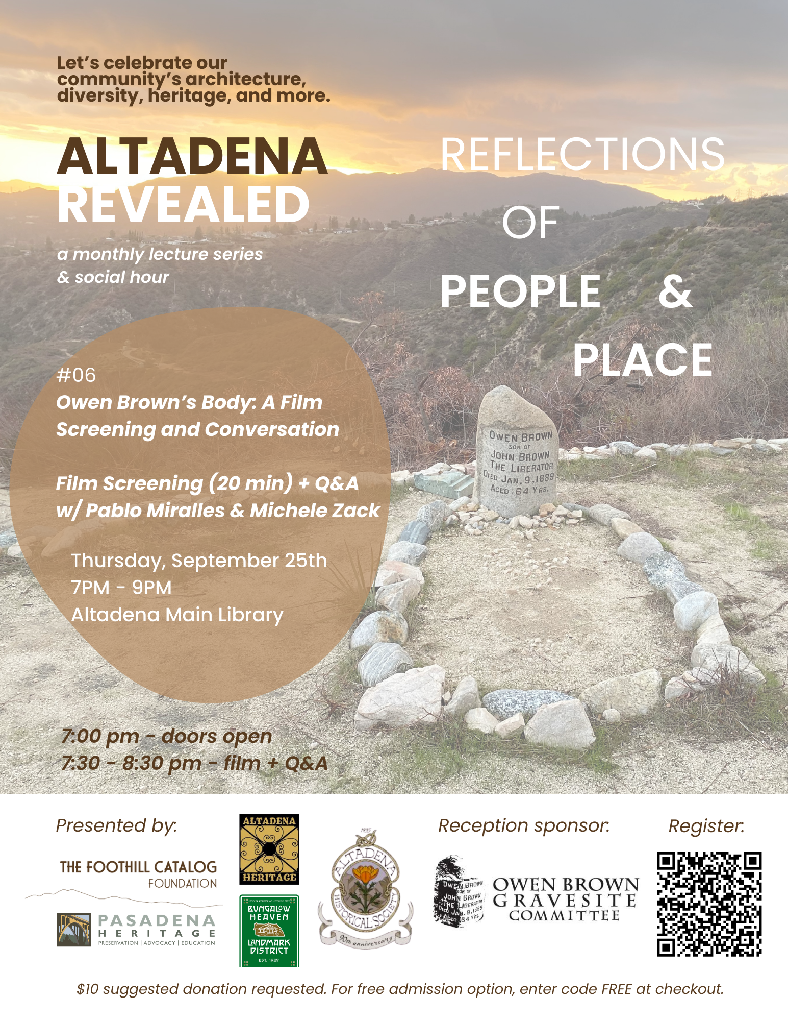 Altadena Revealed Lecture Series: Special Filming of Owen Brown's Body