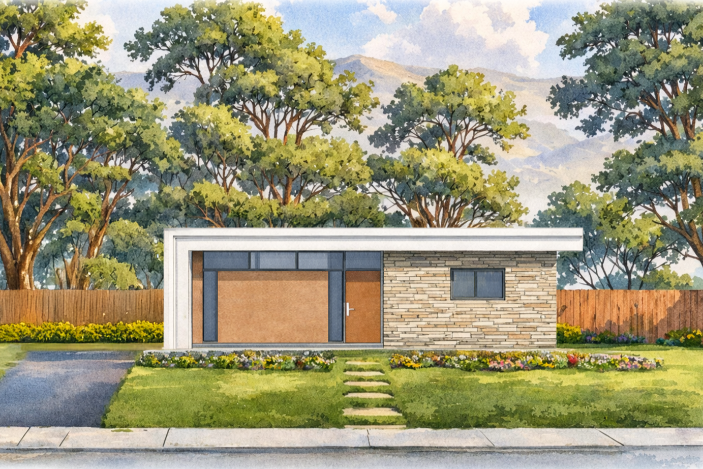 front elevation render of The Ellwood I