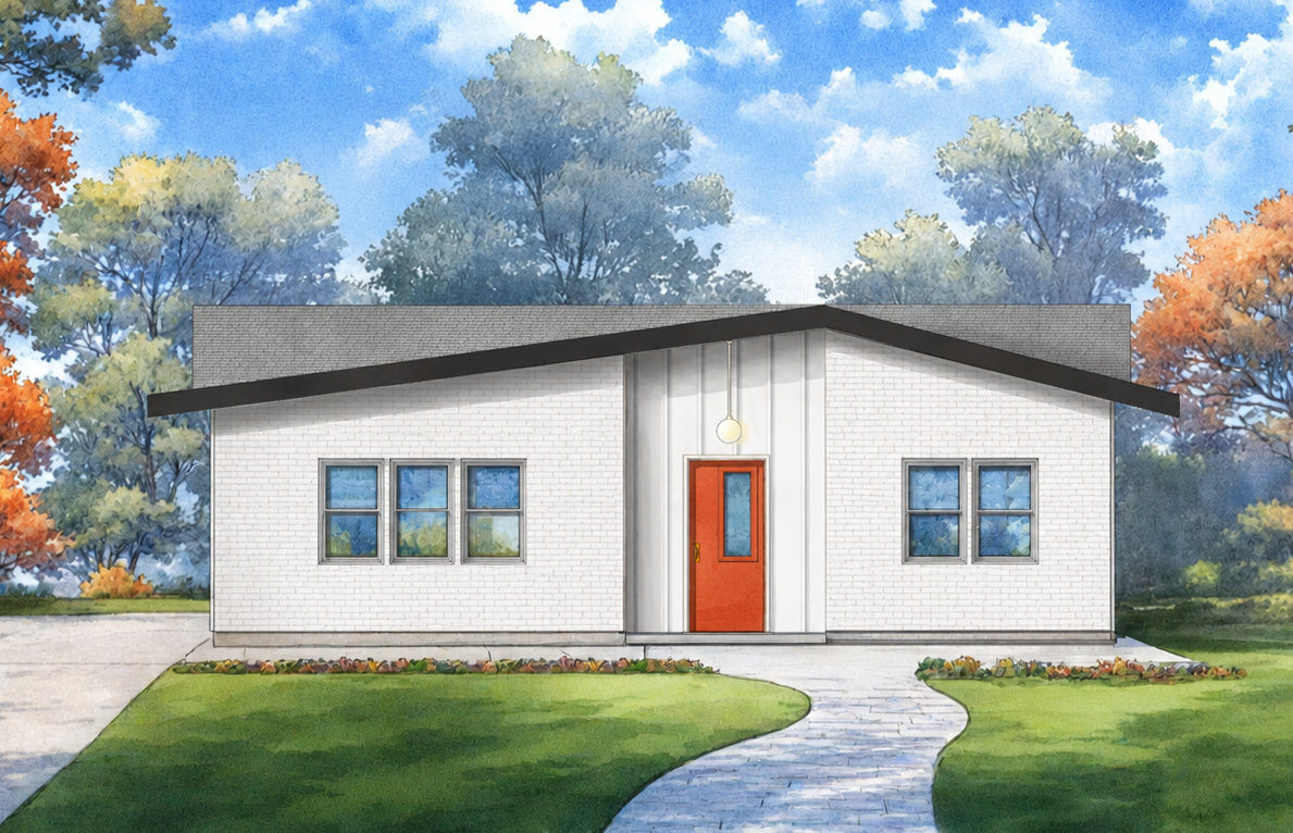 front elevation render of The Gregory - WHITE