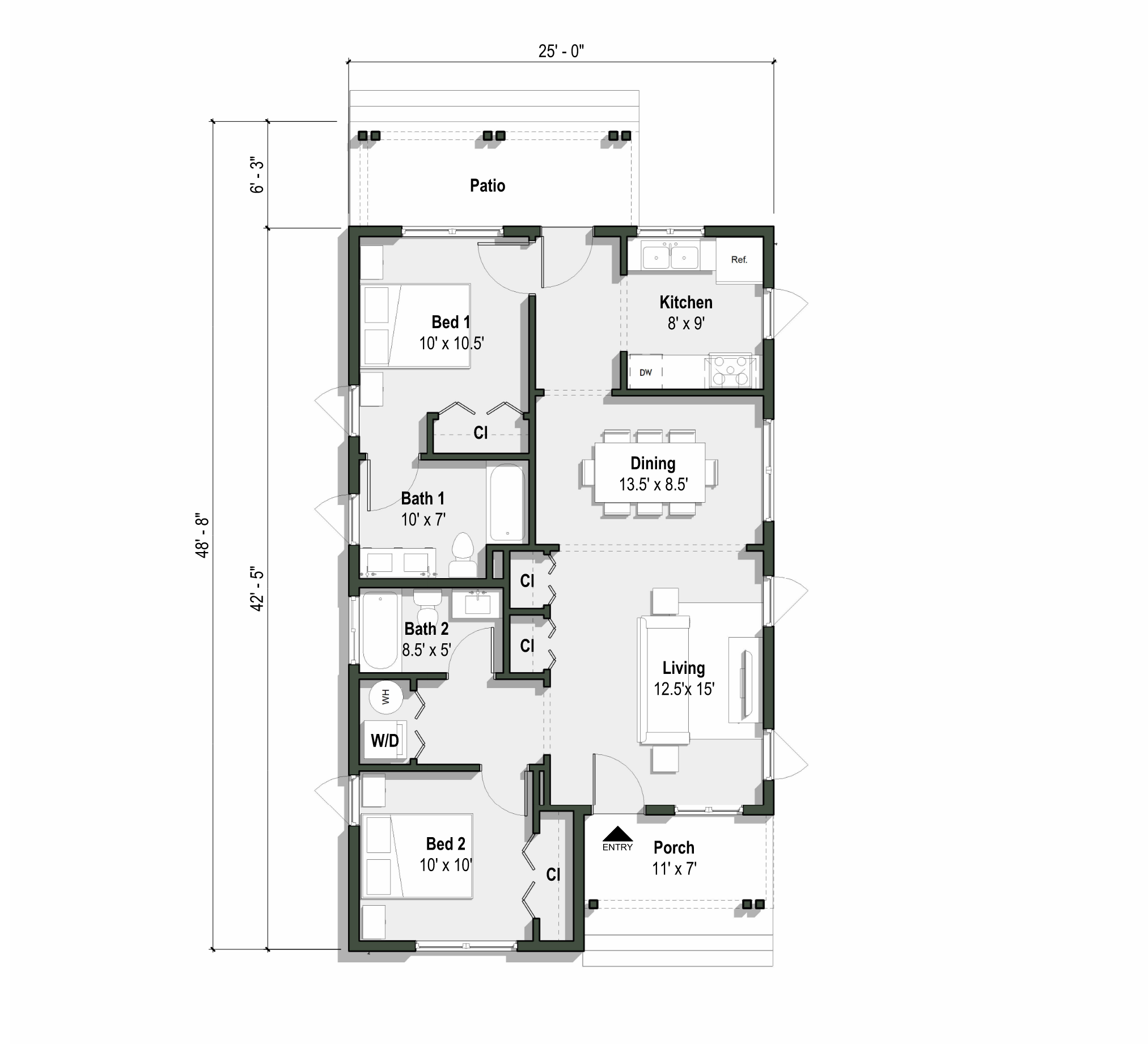 floor plan of La Paz - 2 bed, 2 bath