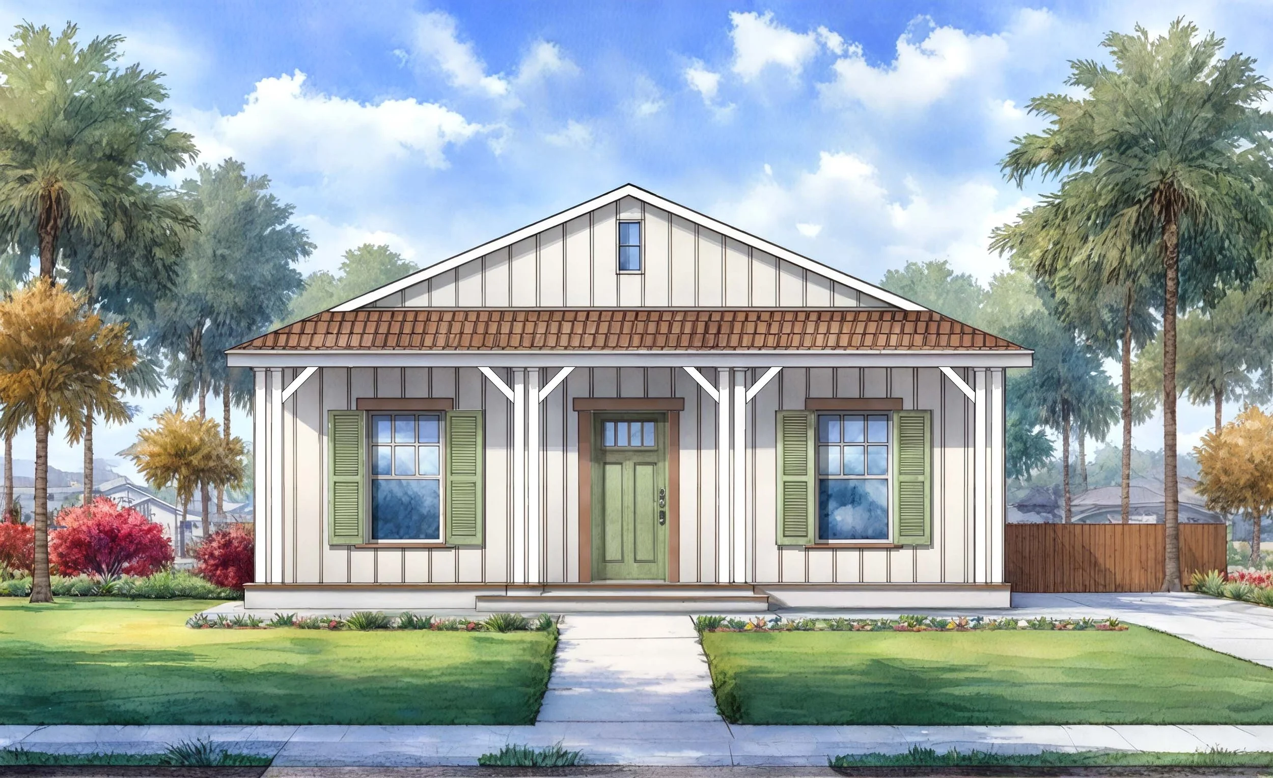 front elevation render of The Palm