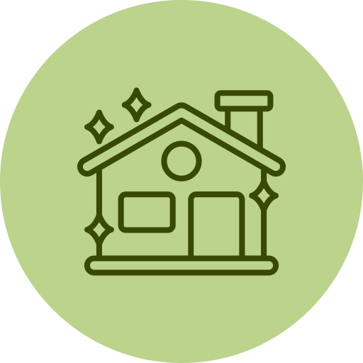 icon image of a house with sparkles around it