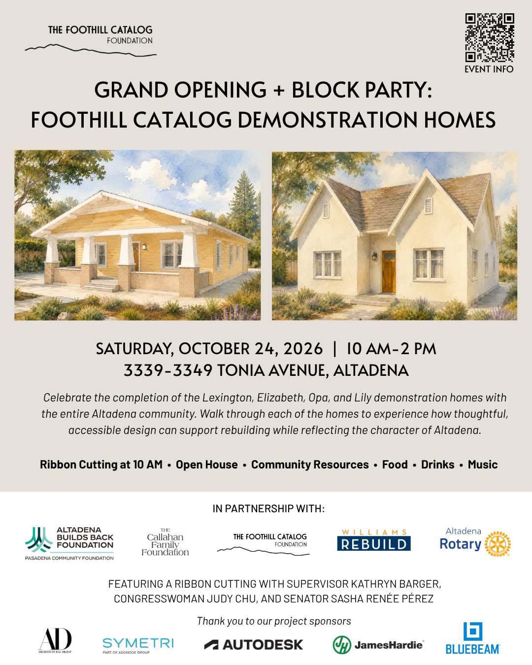 Grand Opening + Block Party: Foothill Catalog Demonstration Homes