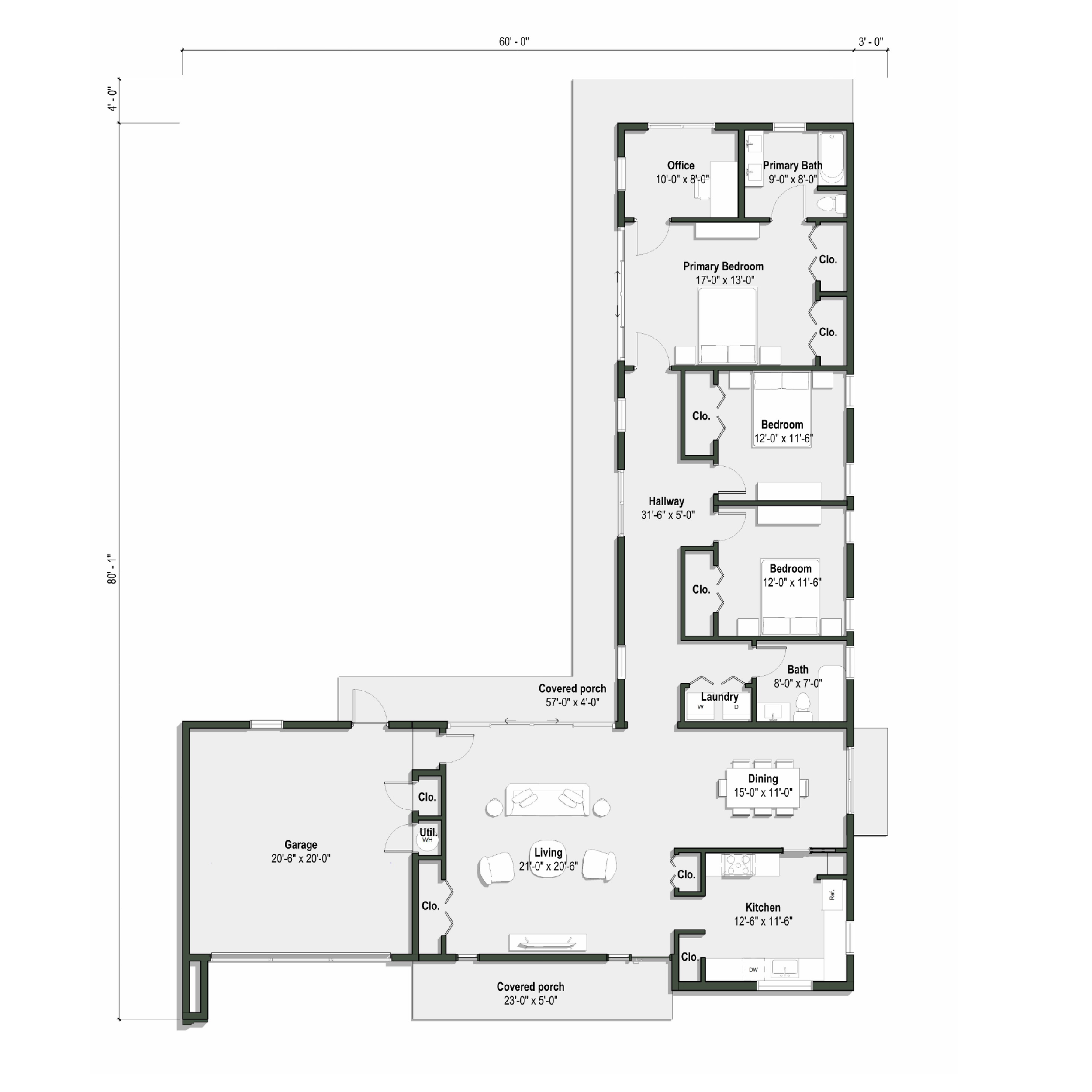 The Ellwood II floor plan has 3 bedrooms and 2 bathrooms, as well as an attached garage