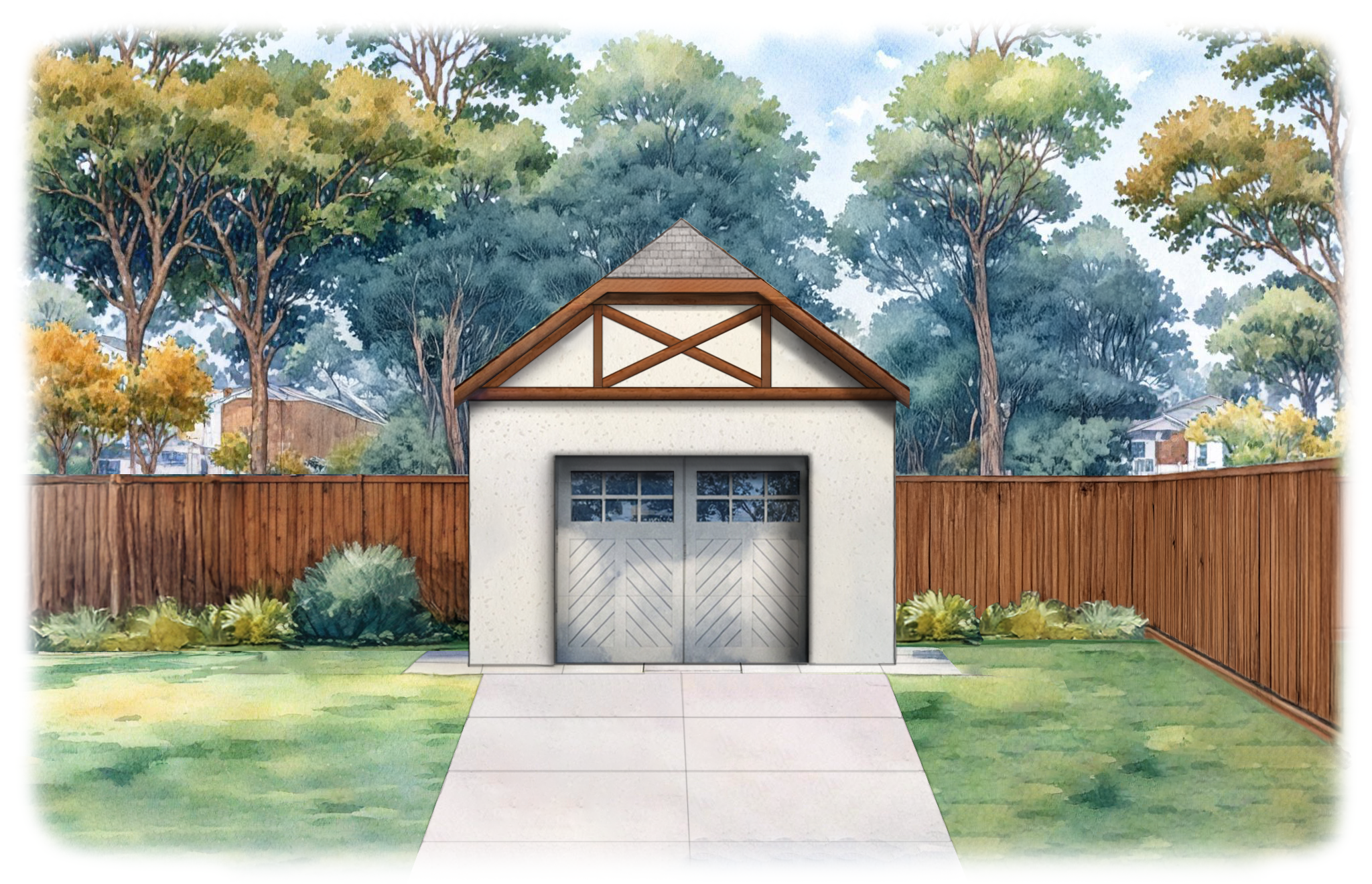 Tudor style A one car garage