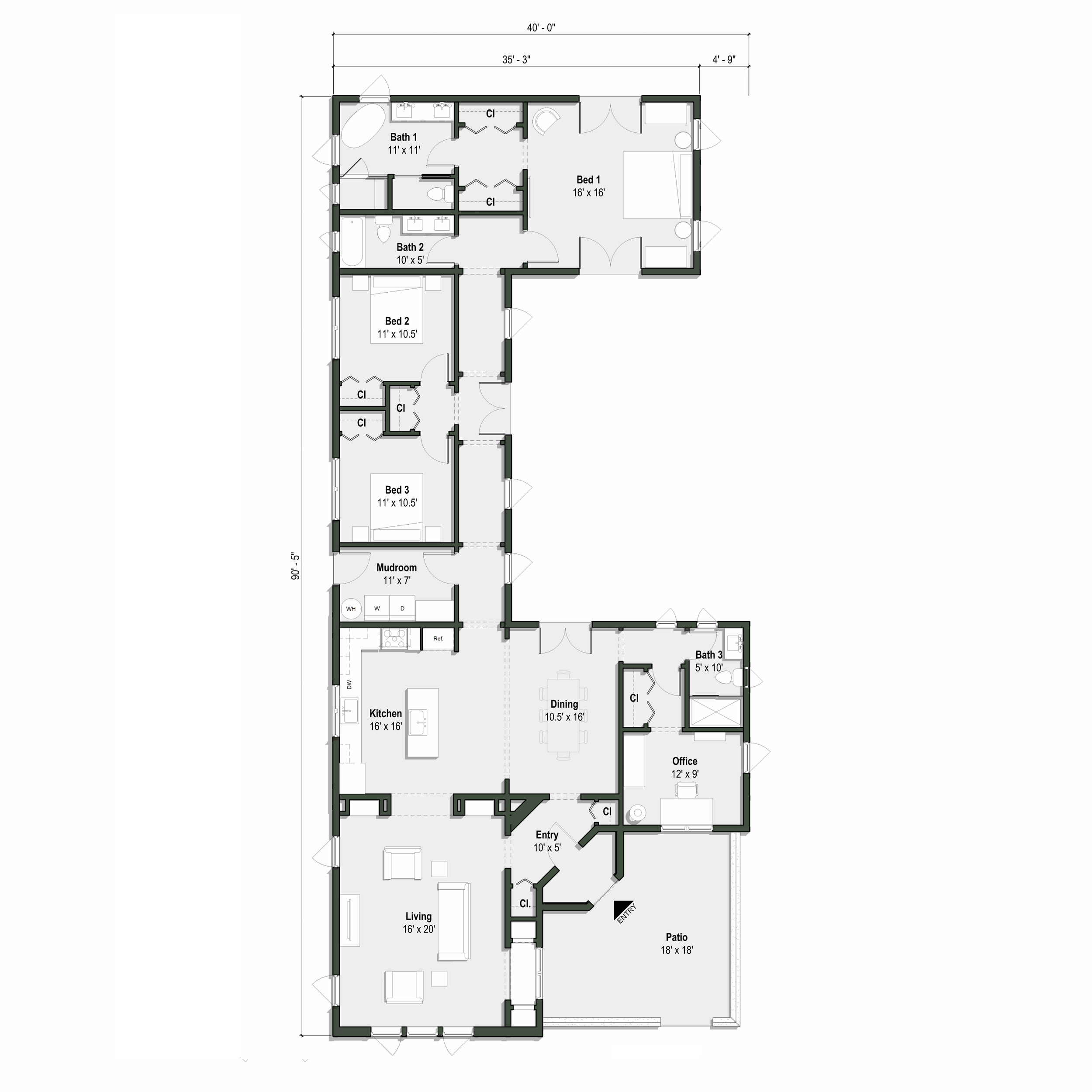 The Charmant floor plan has 4 bedrooms and 3 baths