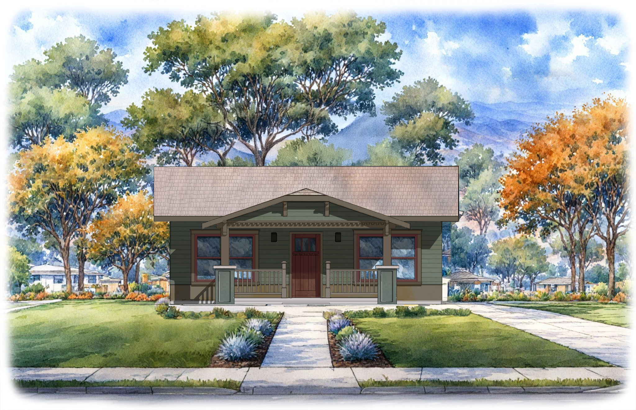 front elevation render of The Wagner ADU