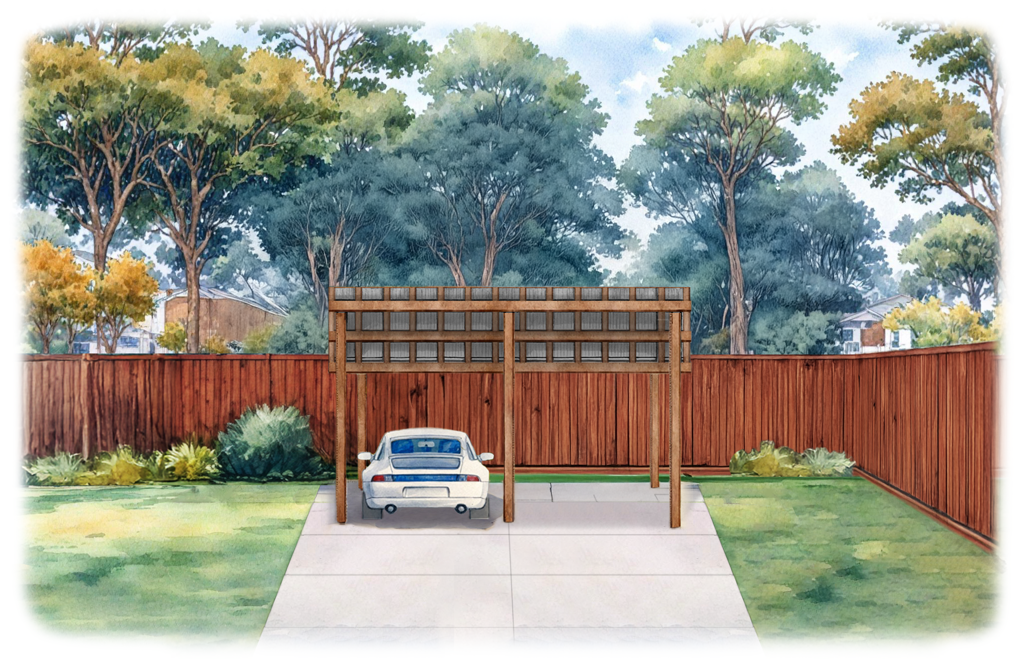 Two car shed carport