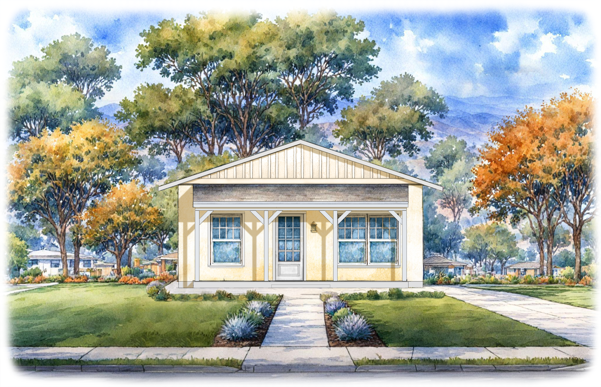 front elevation render of The Montana