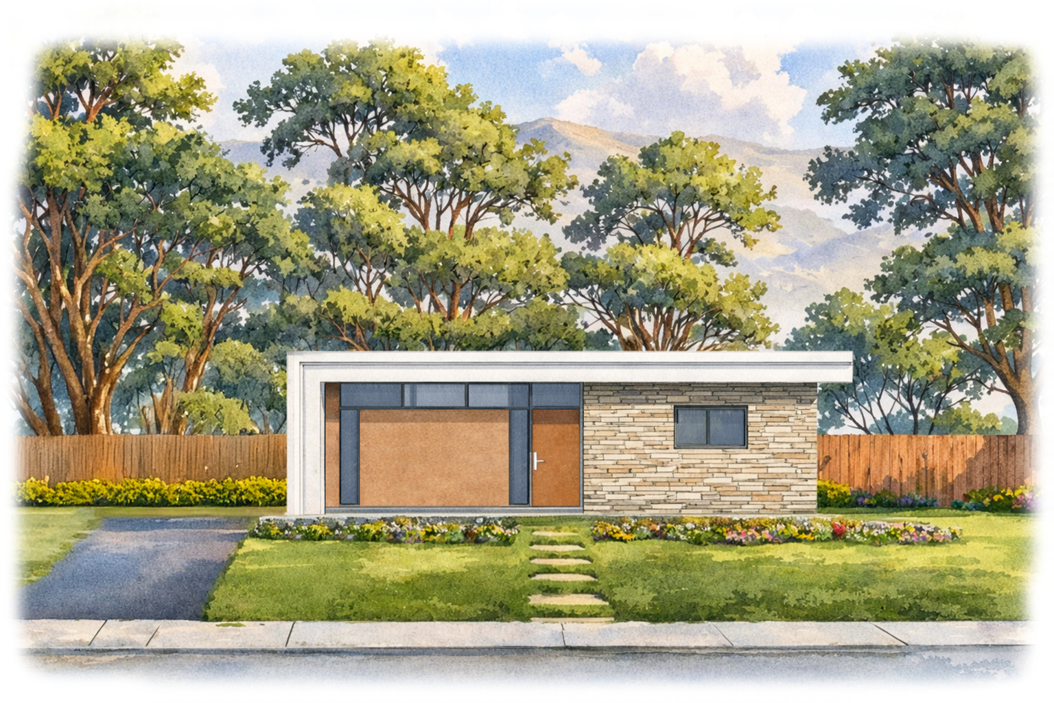 front elevation render of The Ellwood I