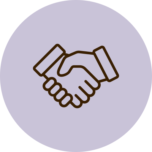Icon of a handshake indicating agreement or partnership.