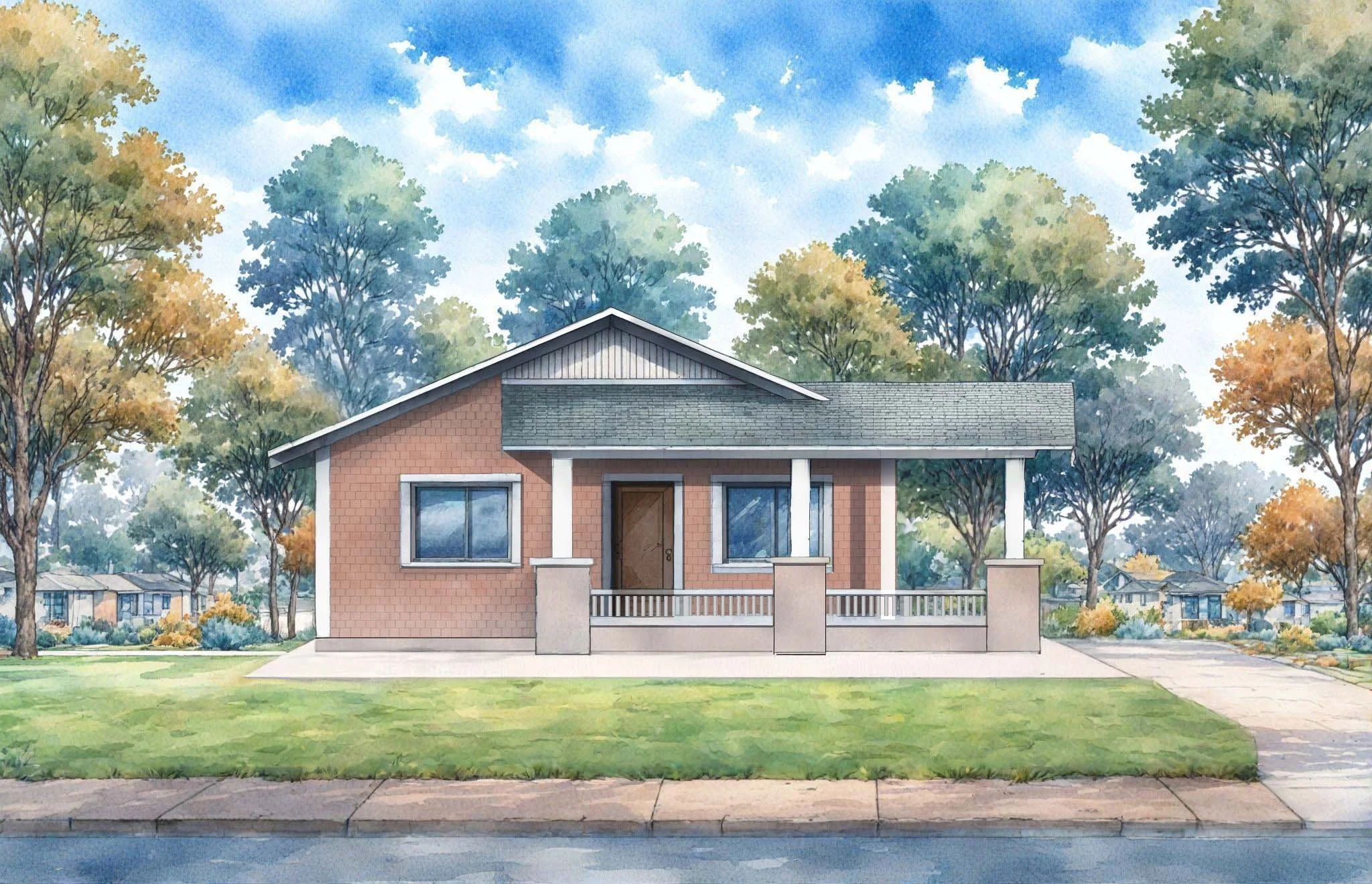 front elevation render of The Alice