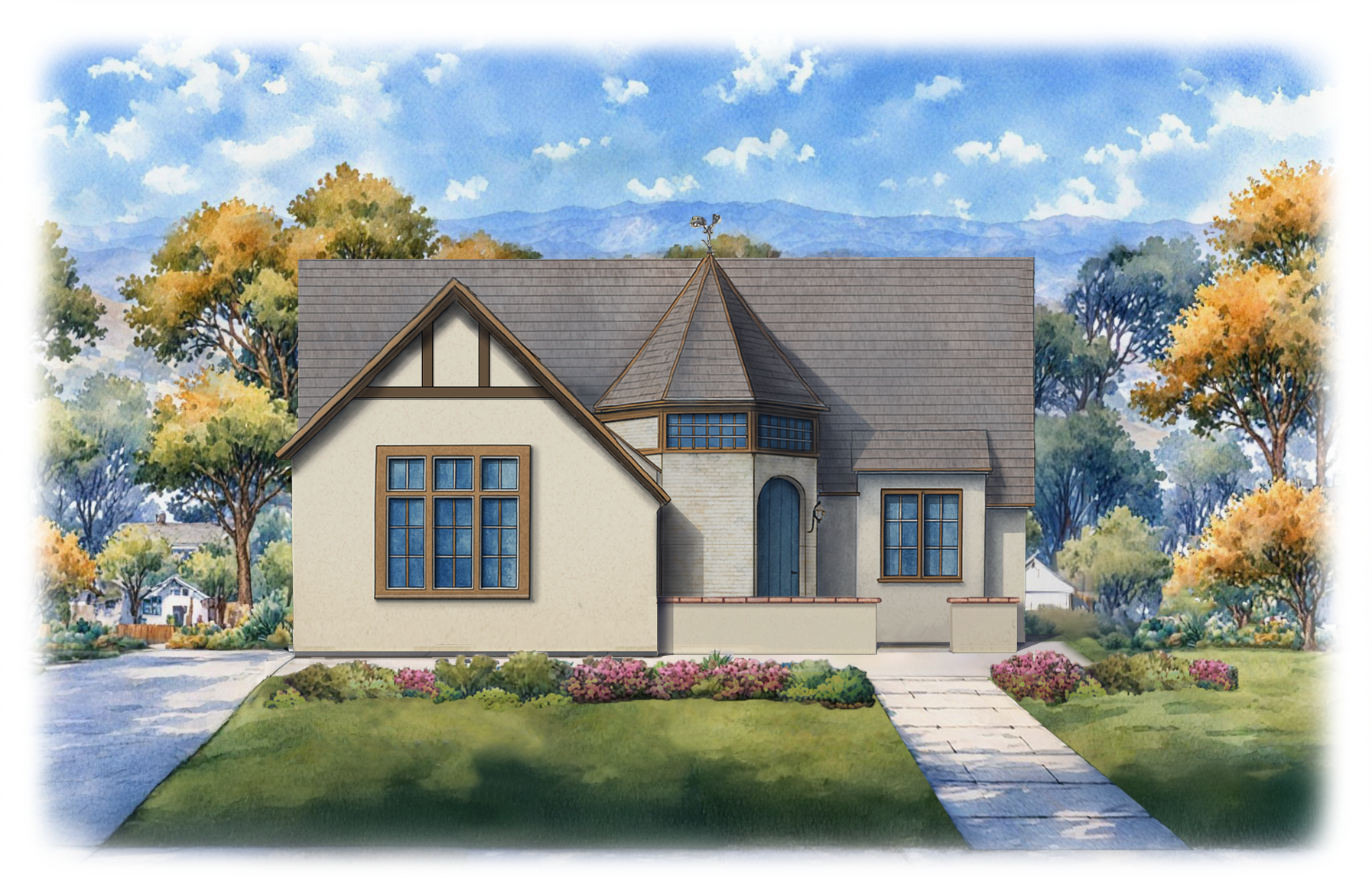 front elevation render of The Charmant