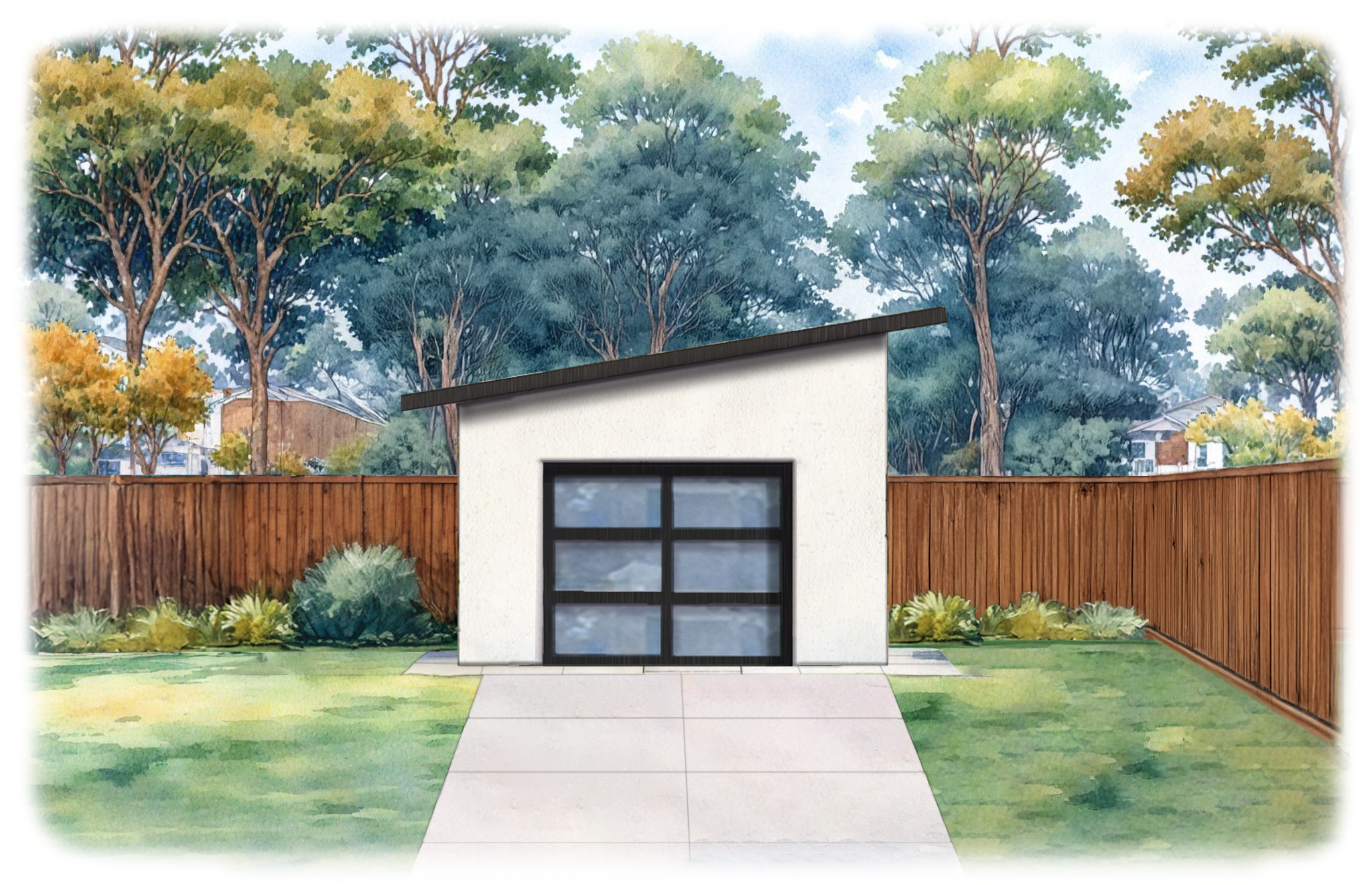 Modern style one car garage