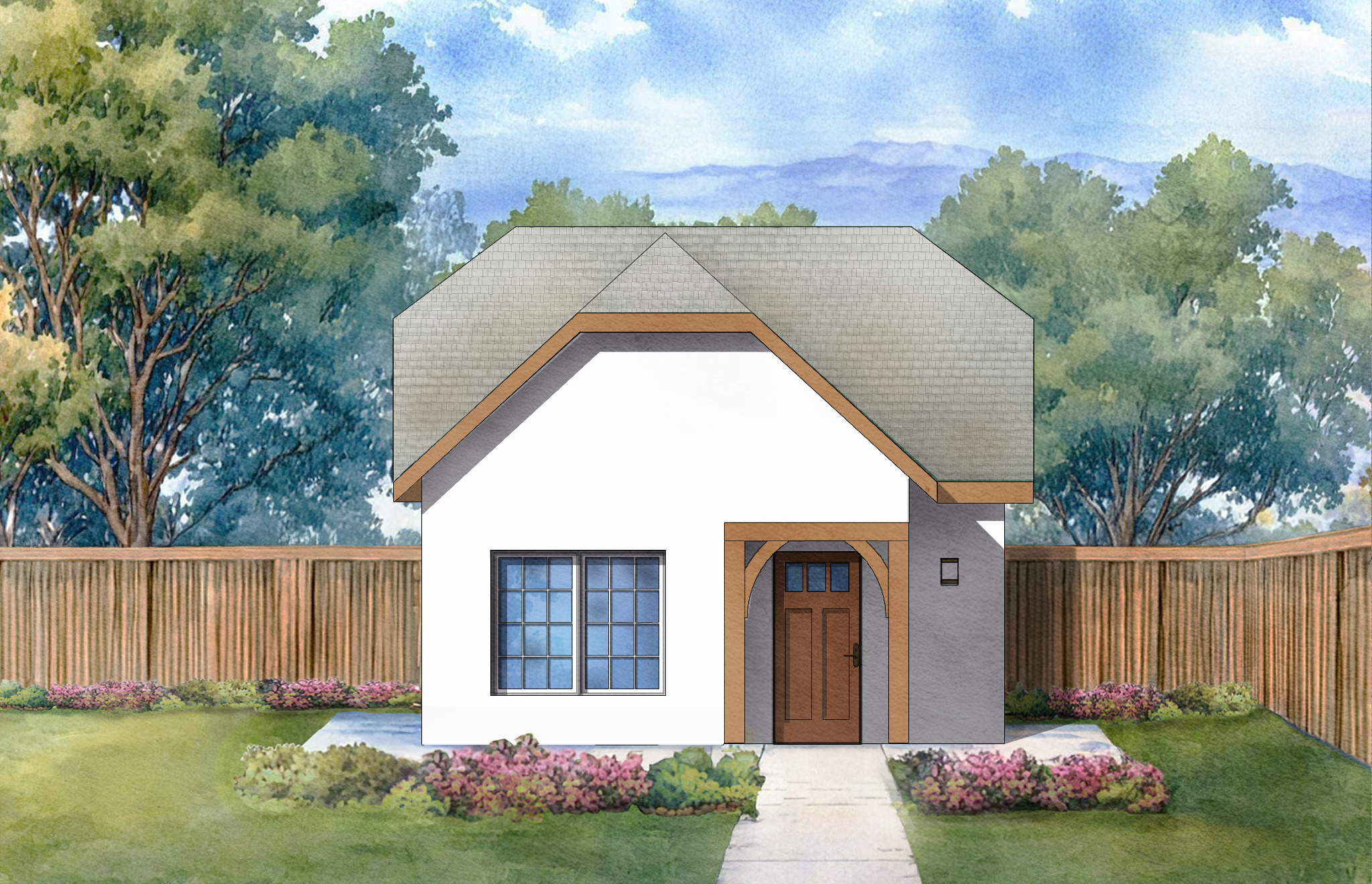 front elevation render of The Lily ADU