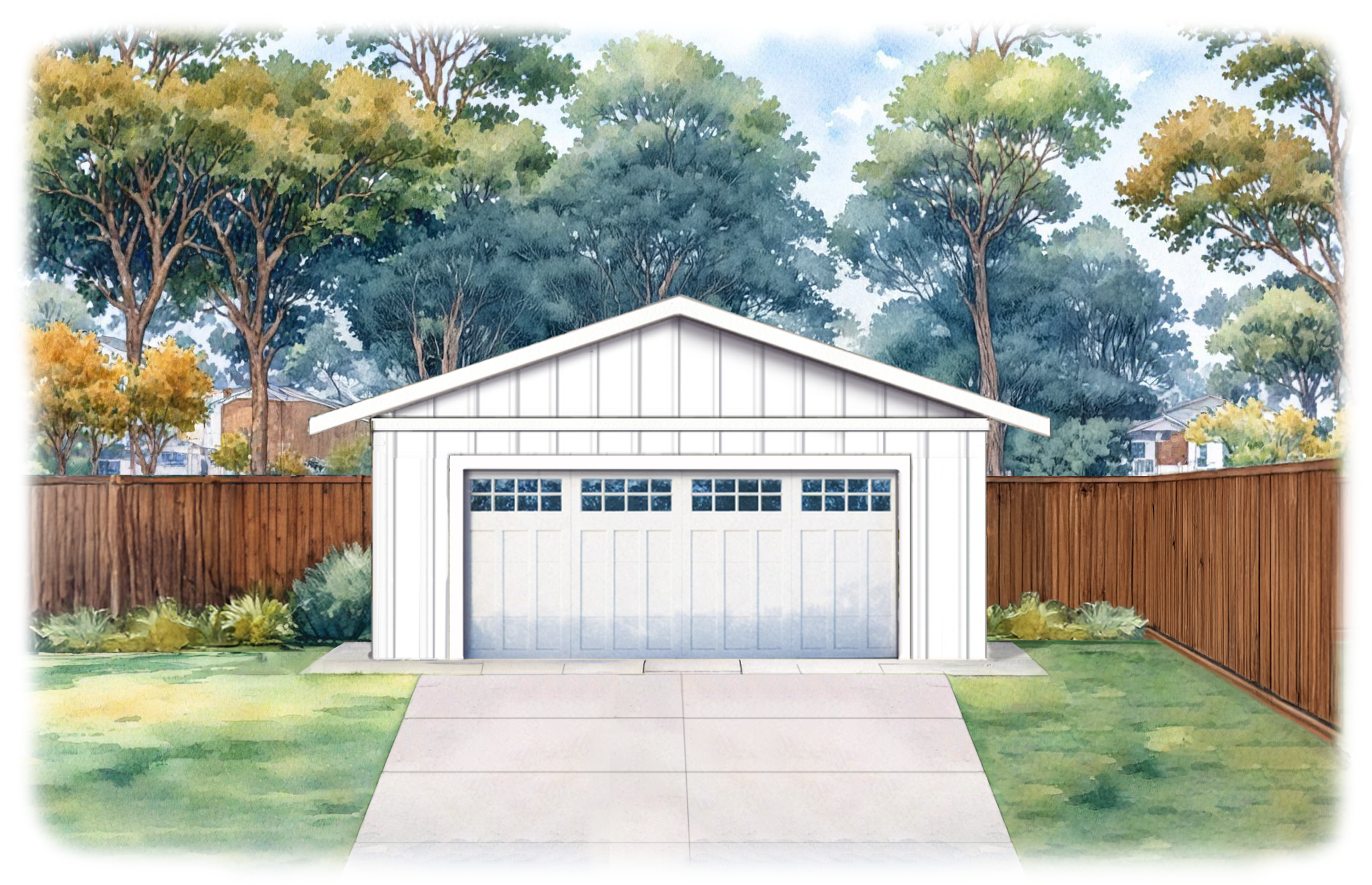 Ranch style two car garage