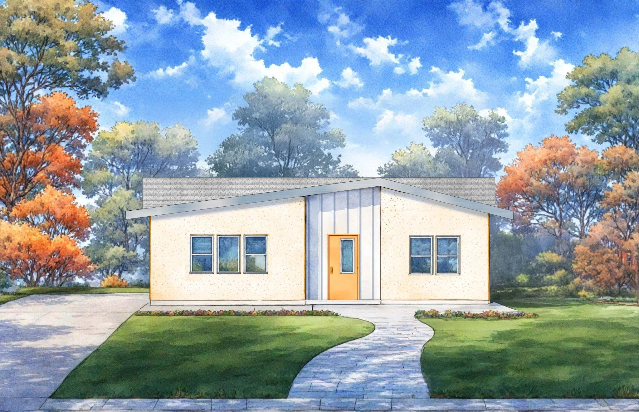 front elevation render of The Gregory