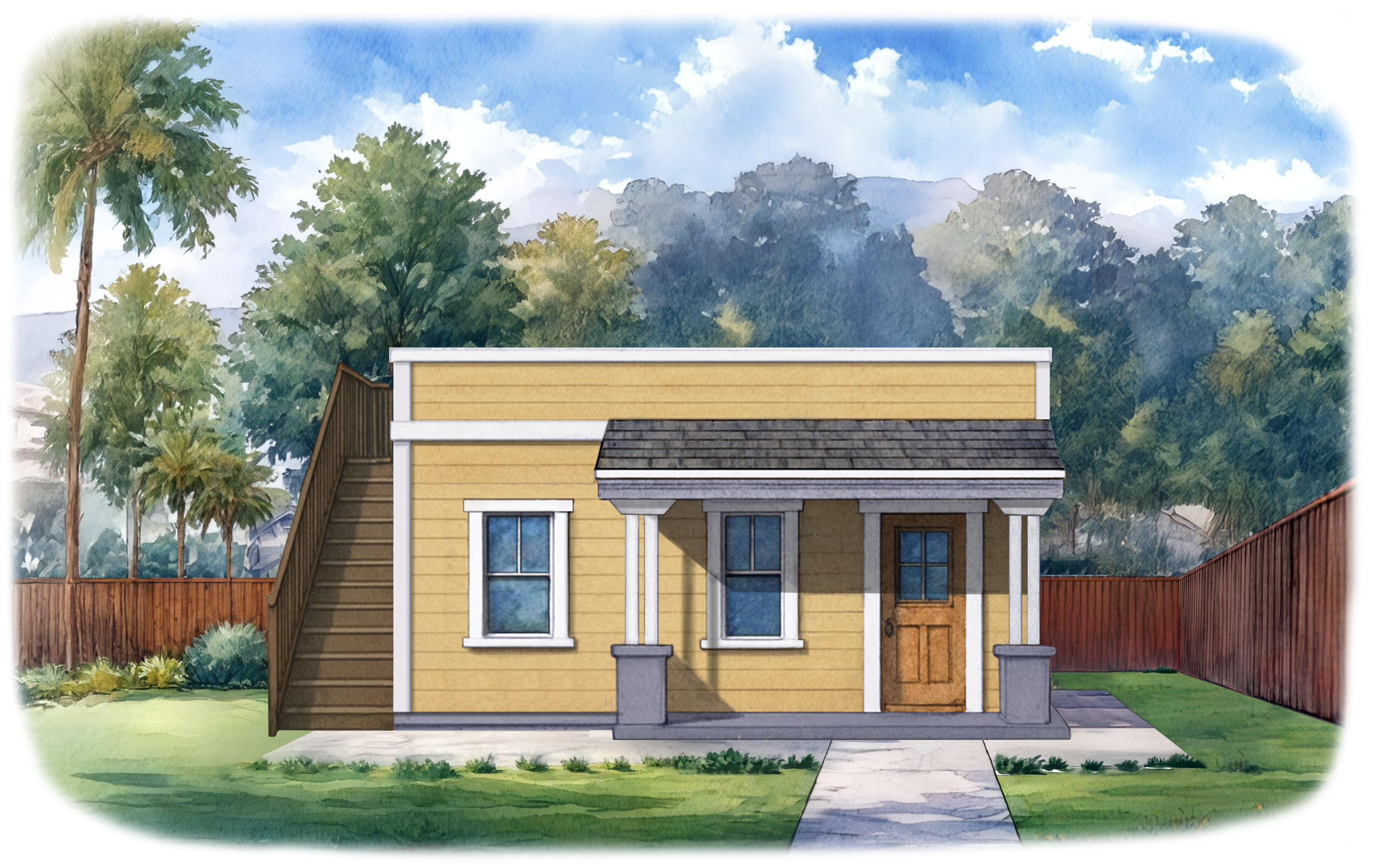 front elevation render of The Opa II