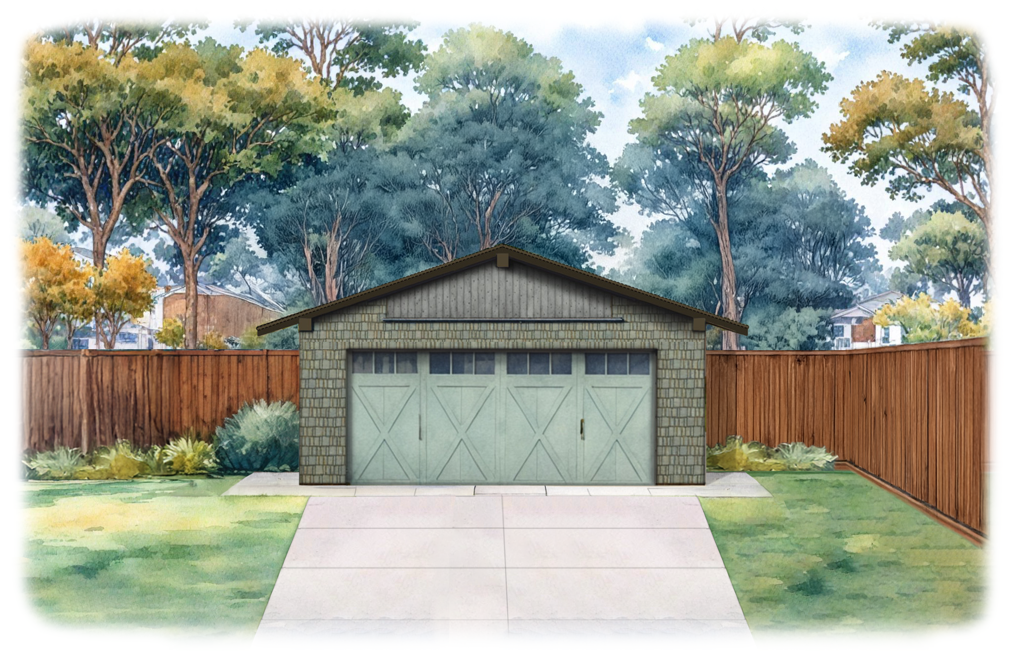 Two car craftsman style garage