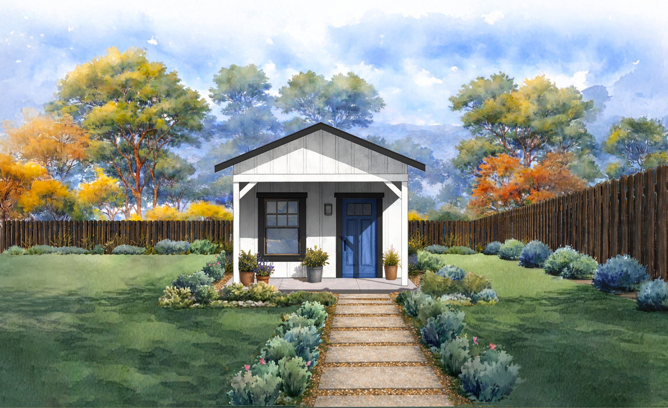 front elevation render of the Garfield