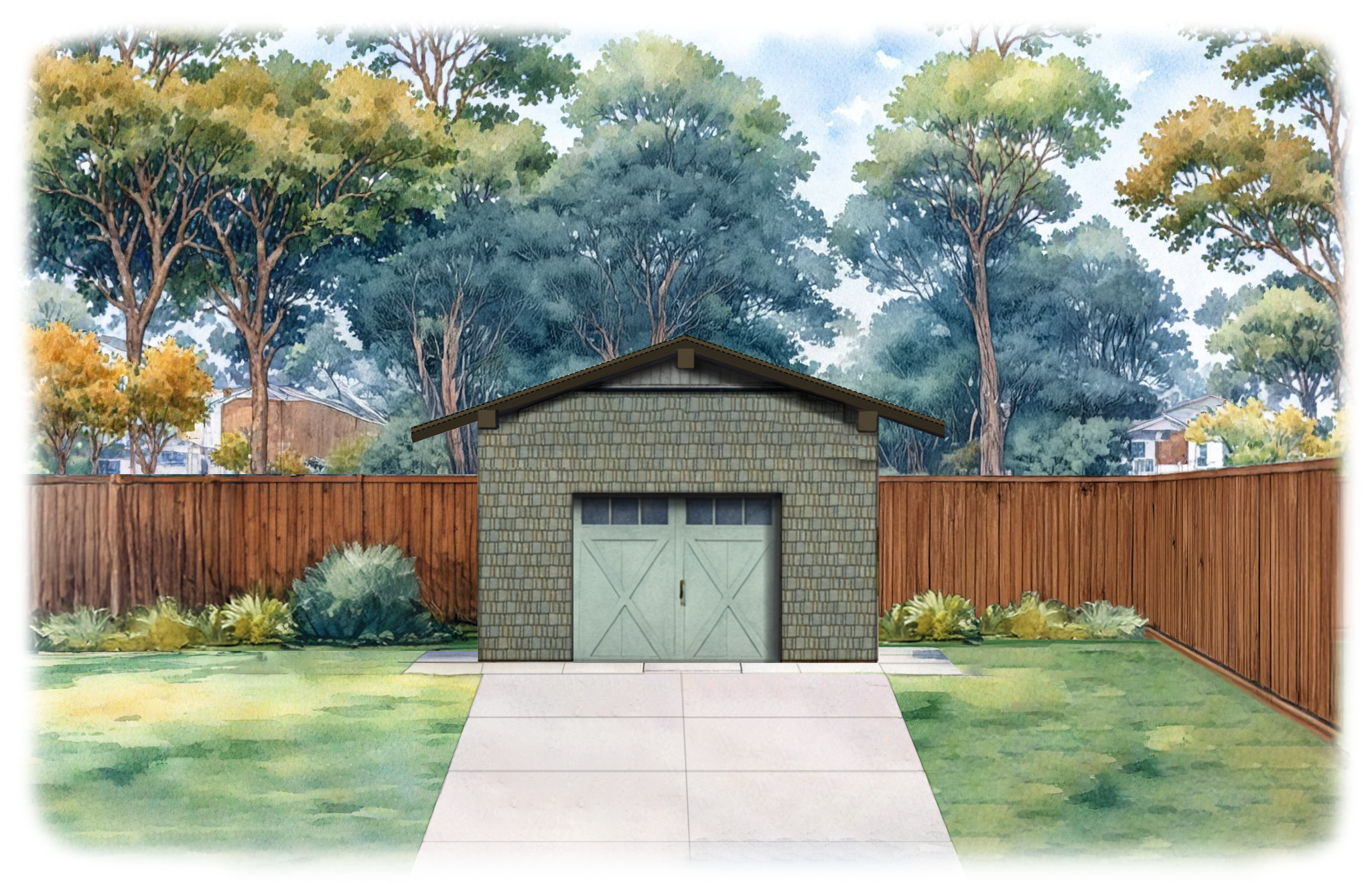 Craftsman style one car garage