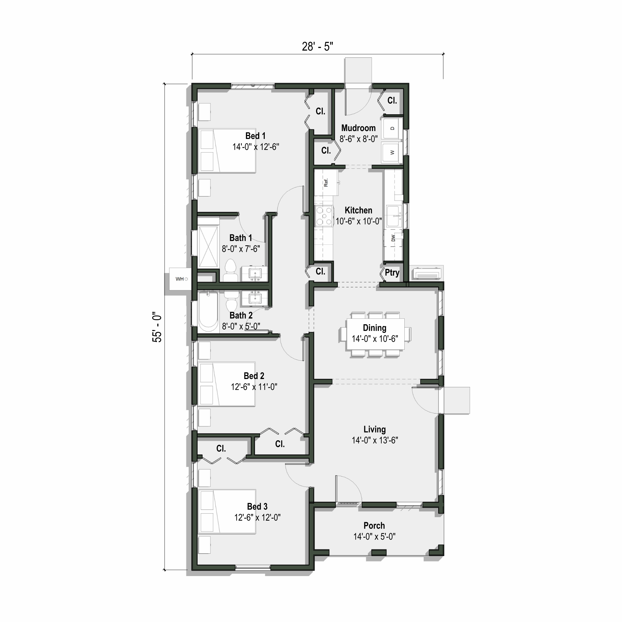 La Maria floor plan has 3 bedrooms and 2 full bathrooms