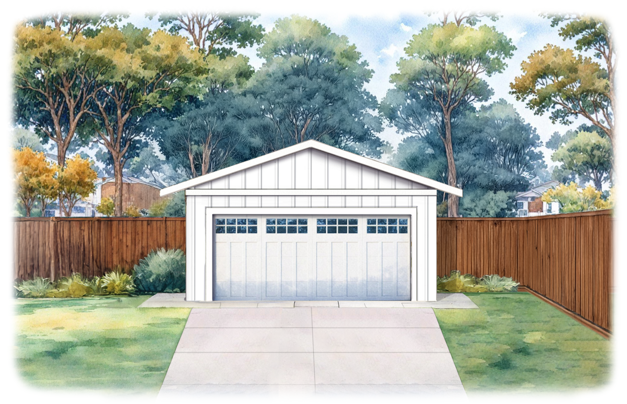 Ranch style two car garage