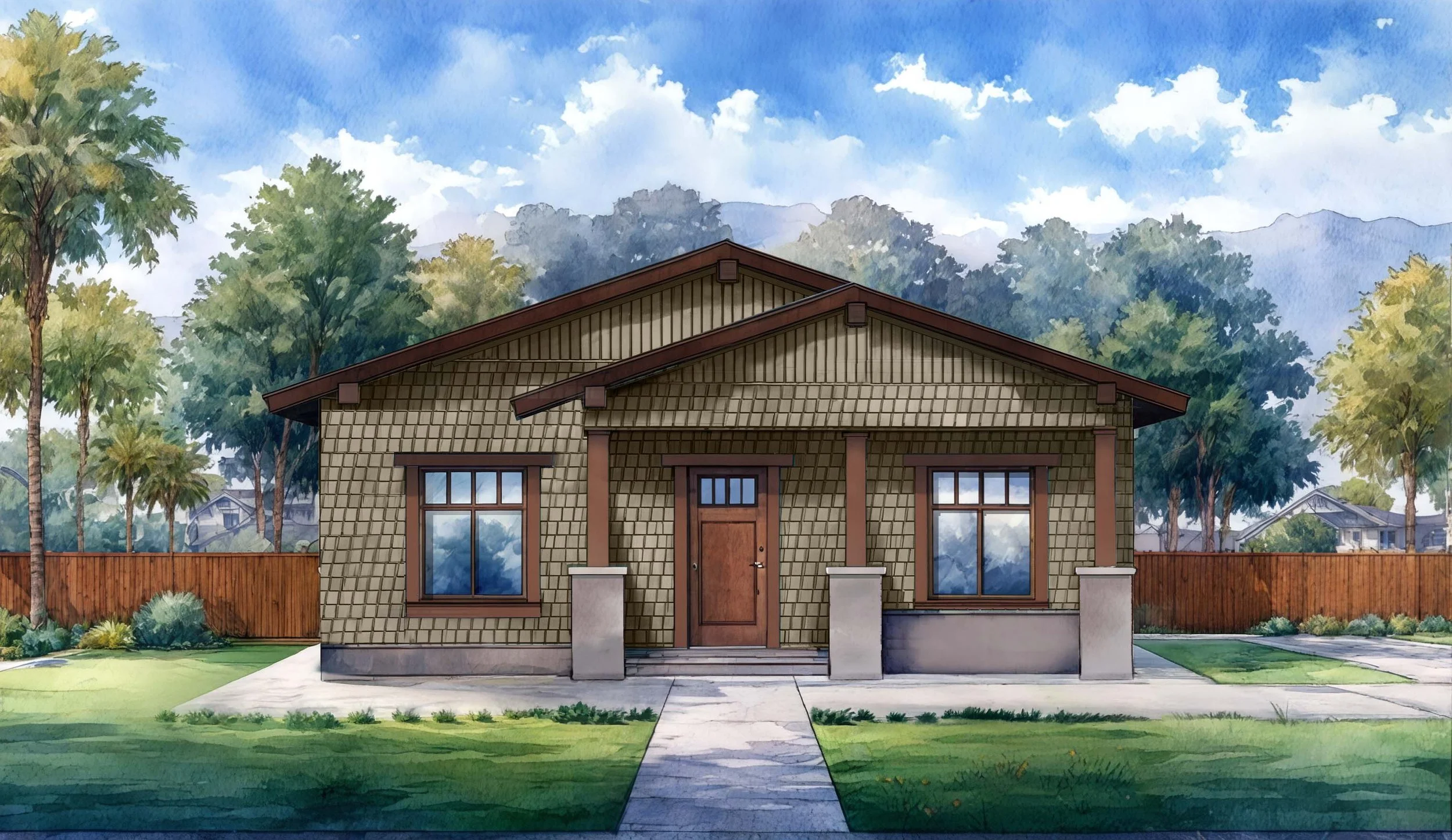 front elevation render of The Lewis II