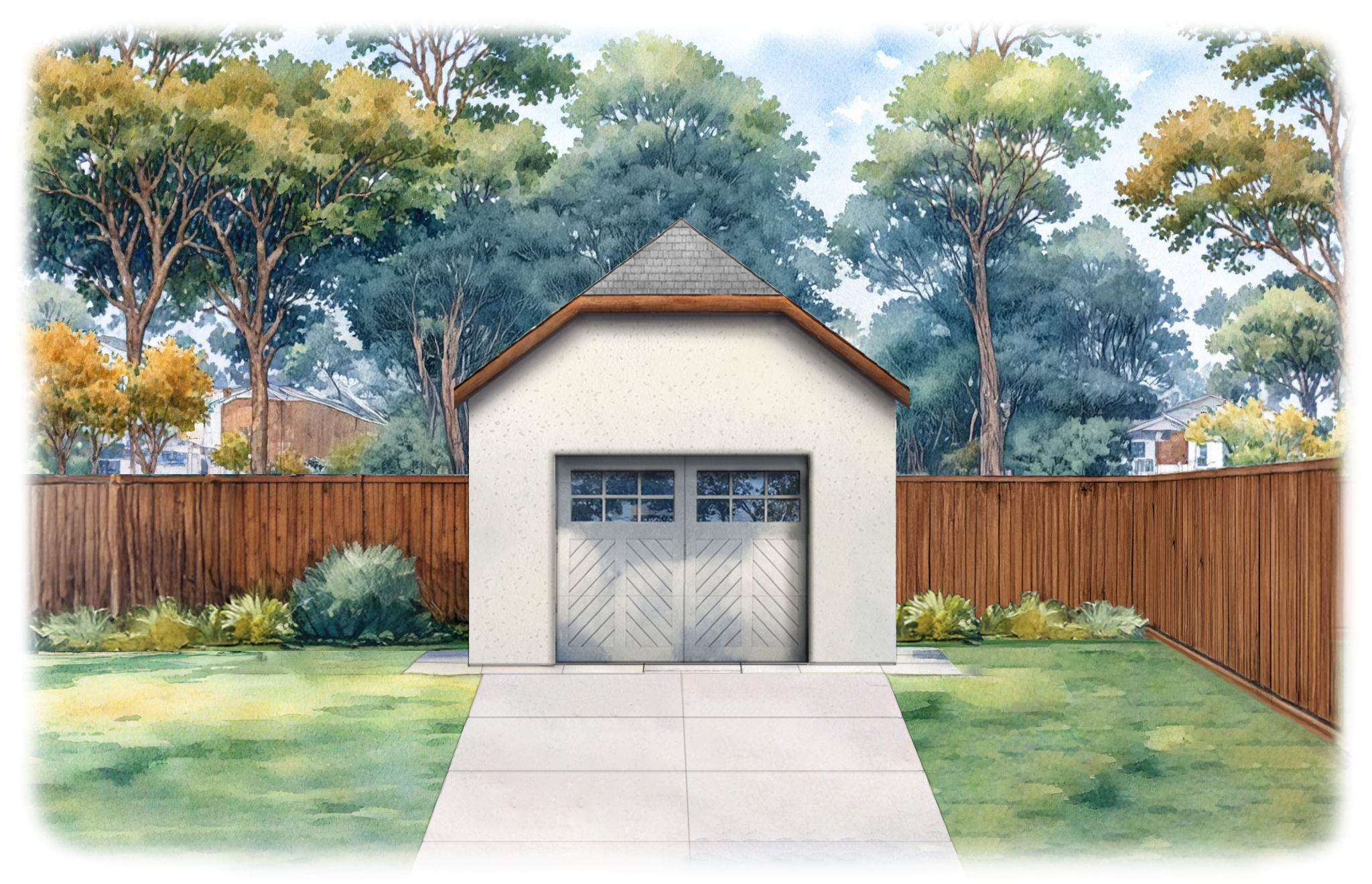 Tudor style B one car garage