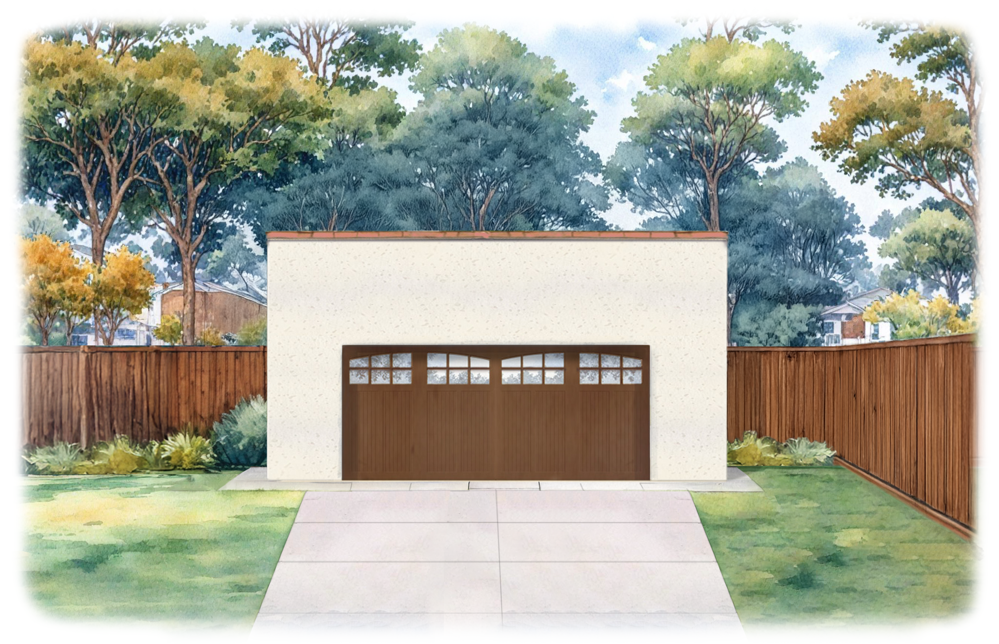Spanish style two car garage