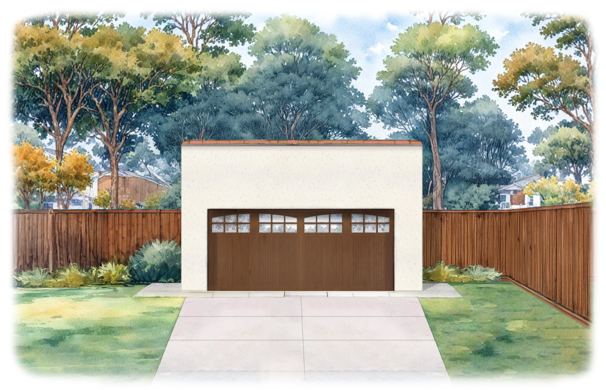 Spanish style two car garage