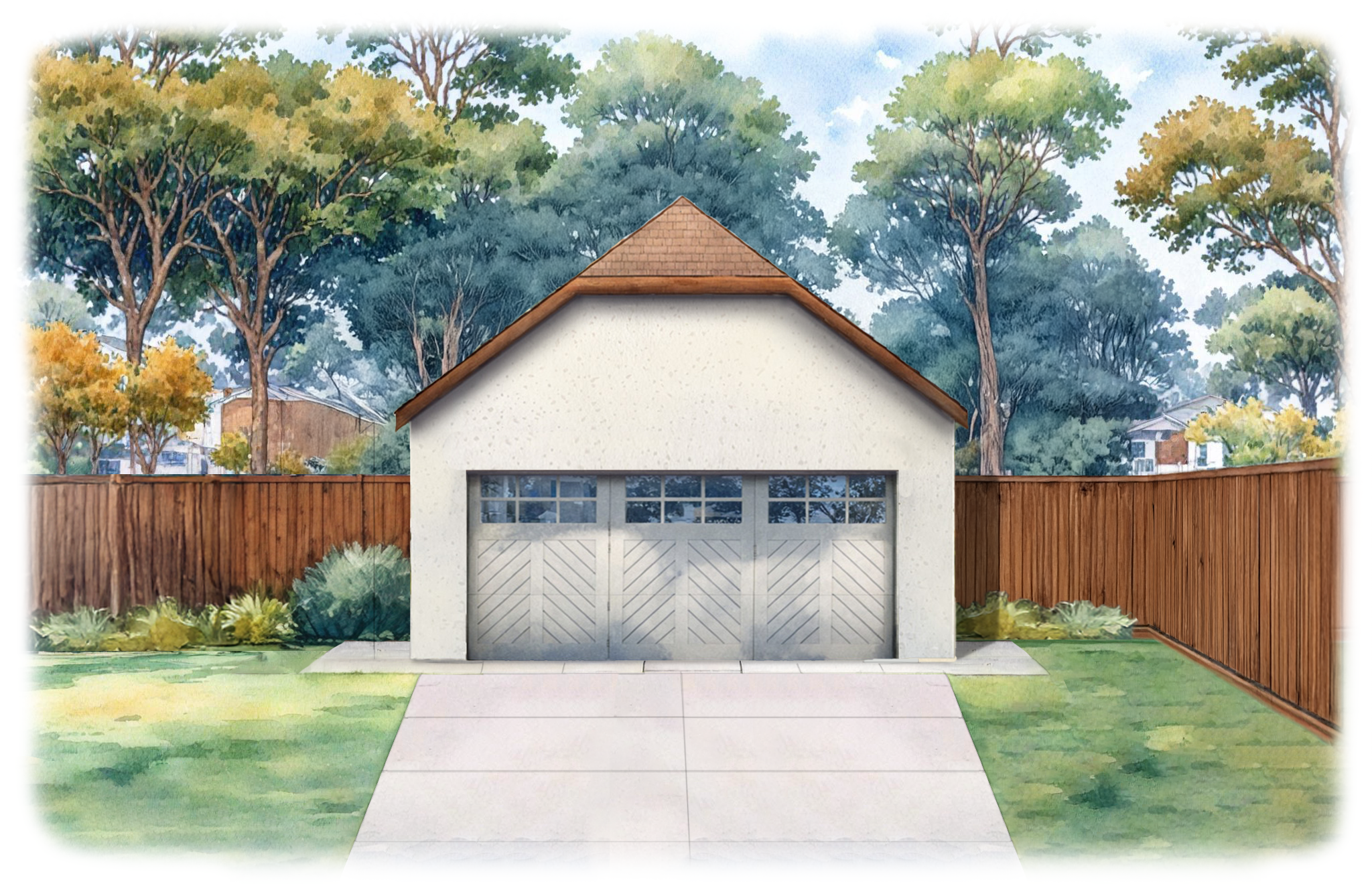 Tudor style two car garage