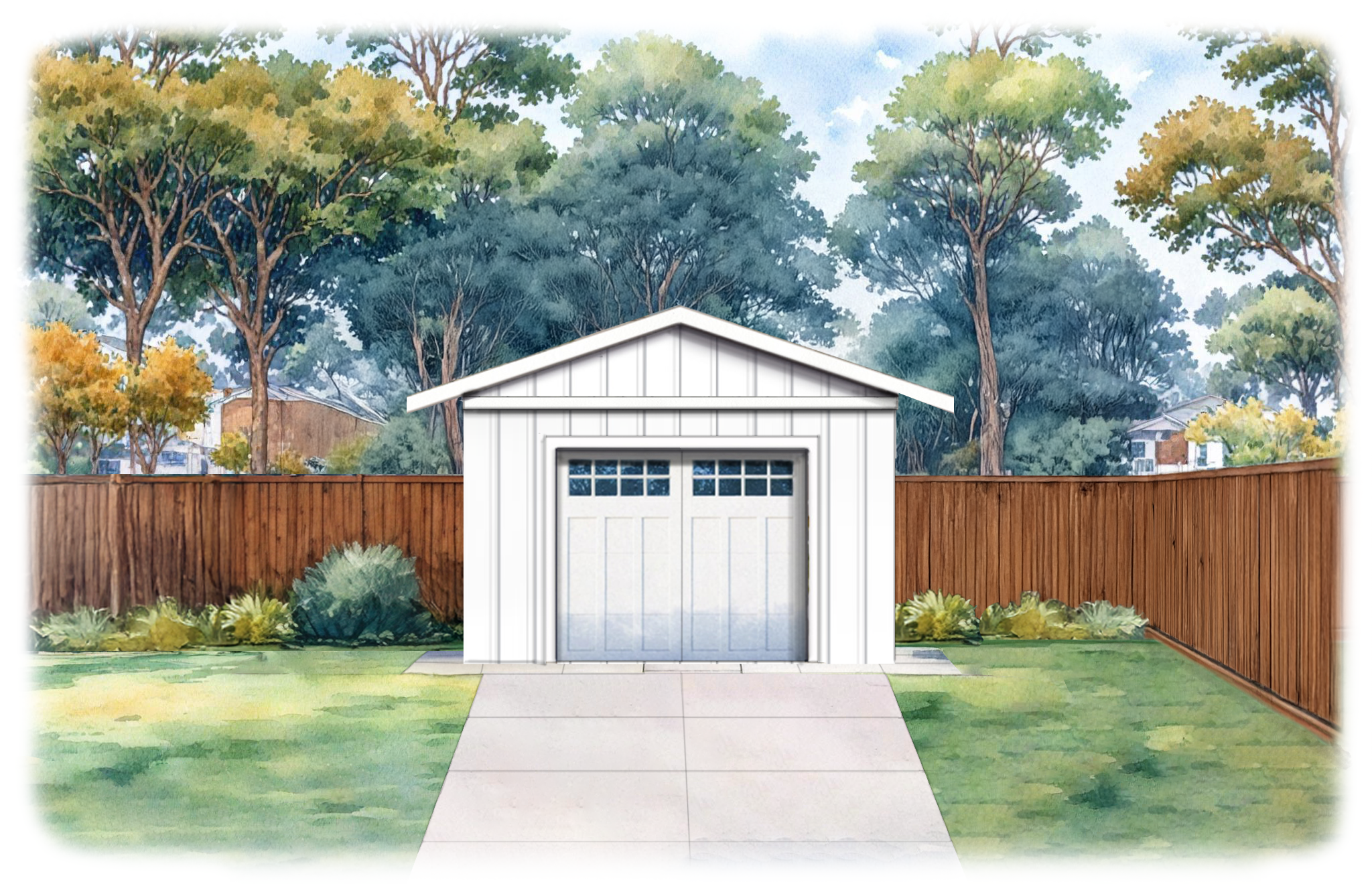 Ranch style one car garage