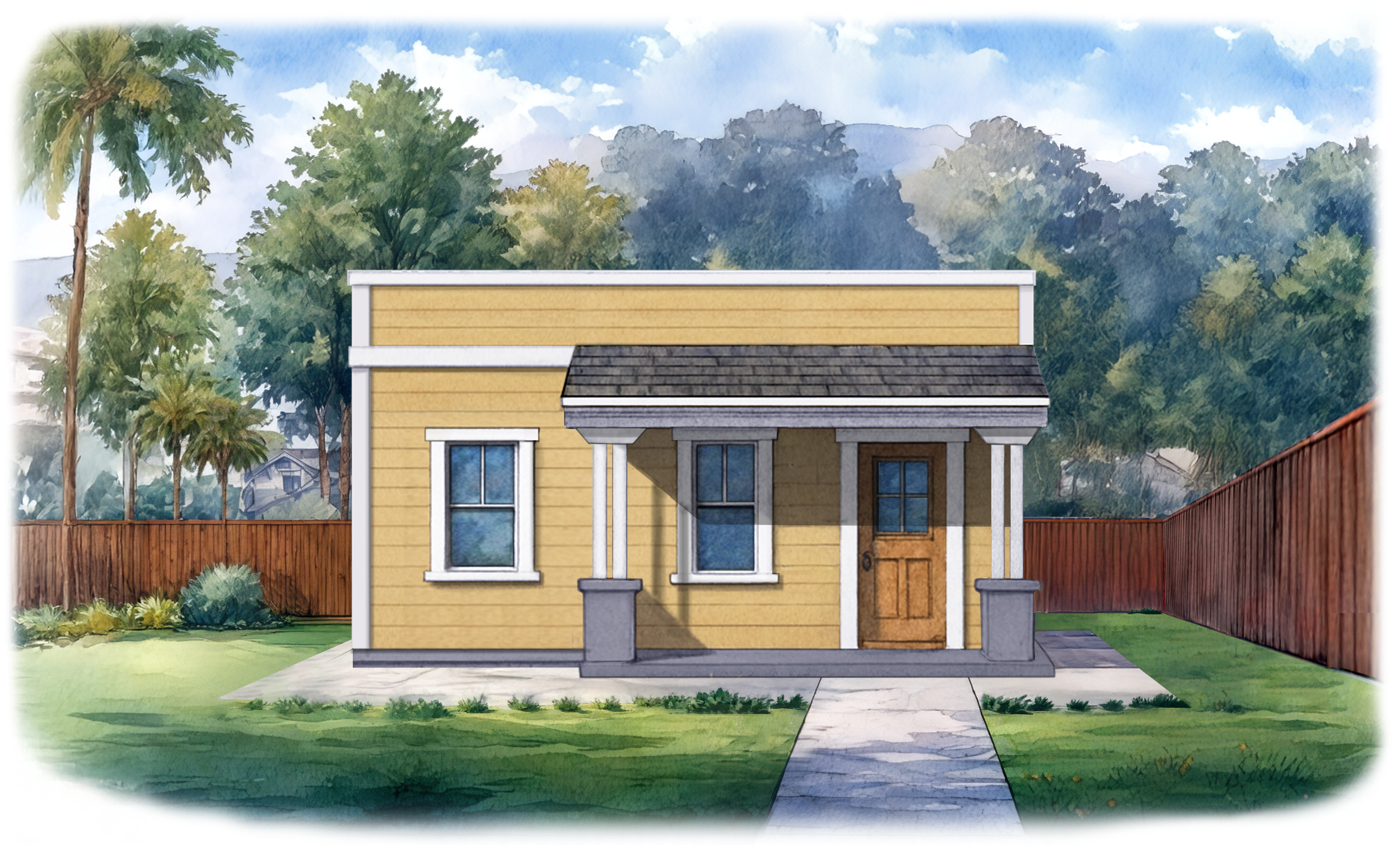 front elevation render of The Opa I
