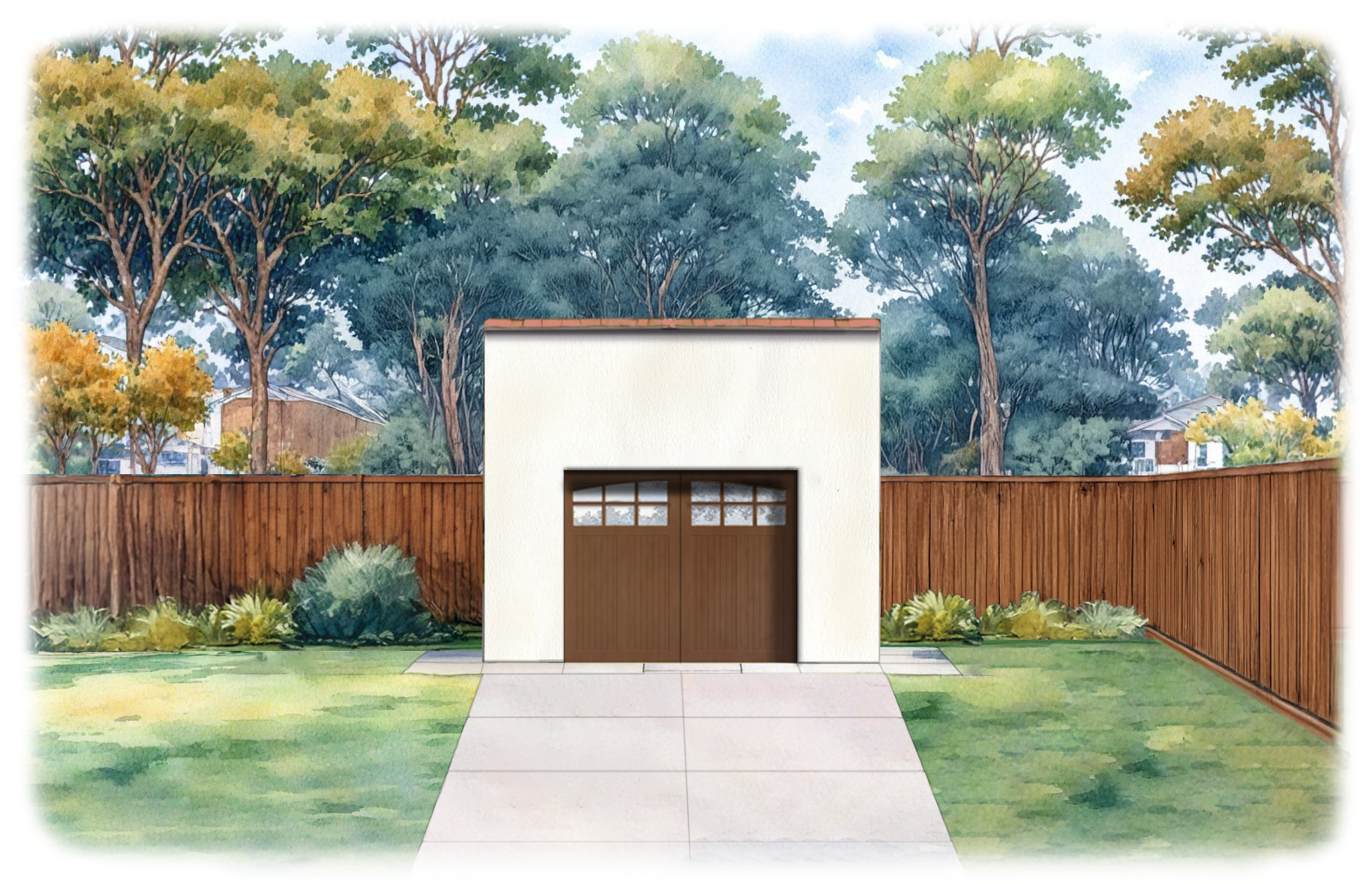 Spanish style one car garage