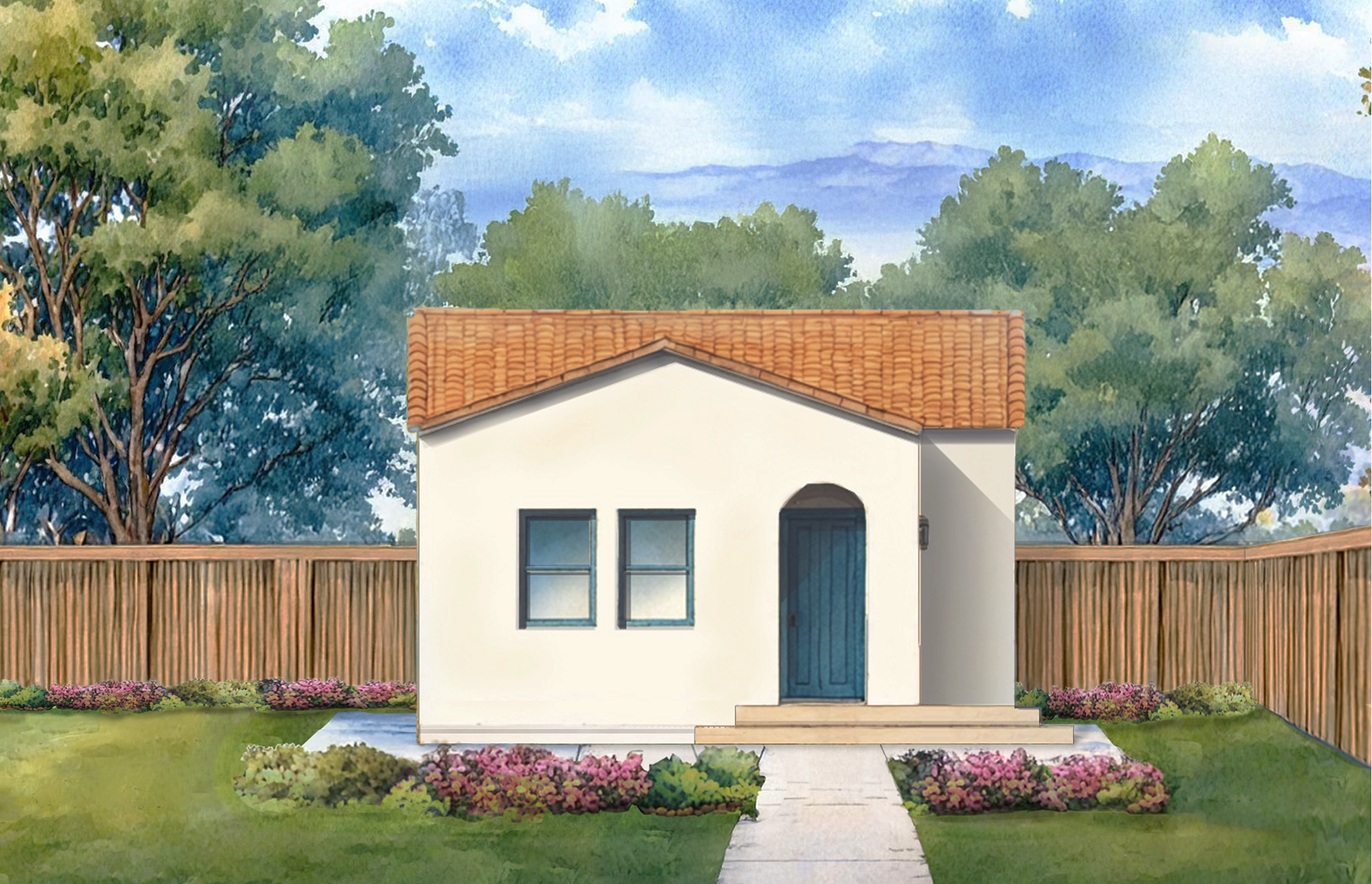 front elevation render of The Dahlia ADU