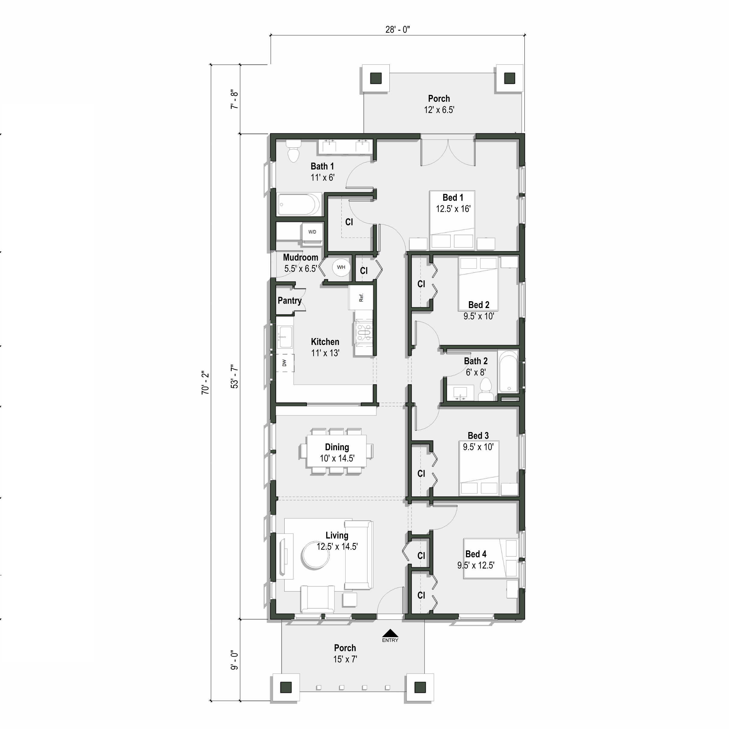 The Alice Floor plan - Partial Porch